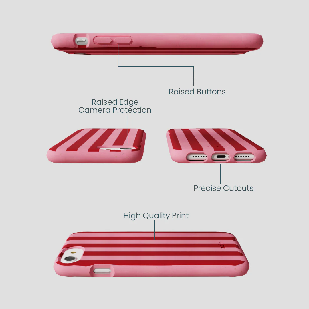 Bubblegum Pink Cherry Stripes iPhone 6/6s/7/8/SE Case - Image 3