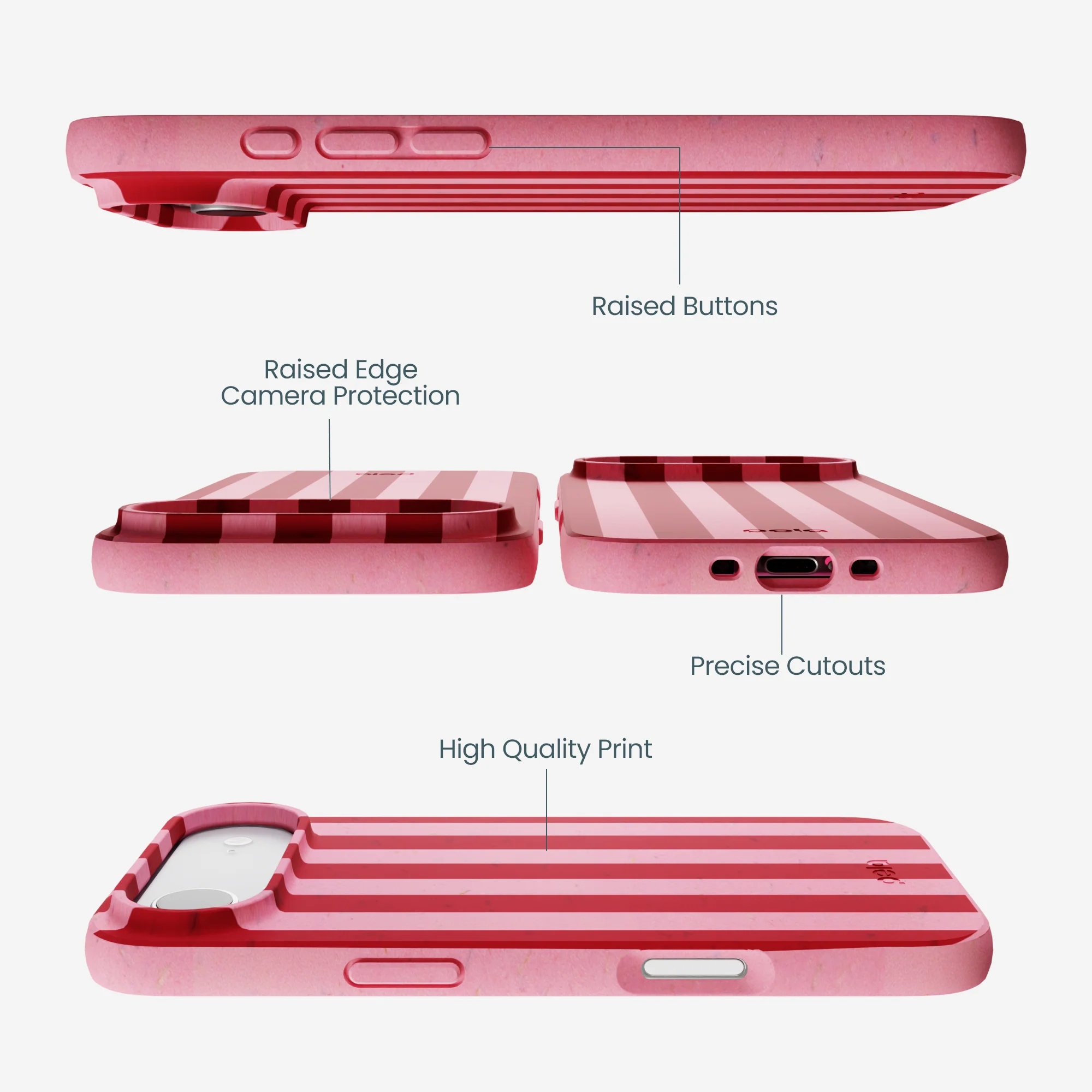 Bubblegum Pink Cherry Stripes iPhone Air Case - Image 3