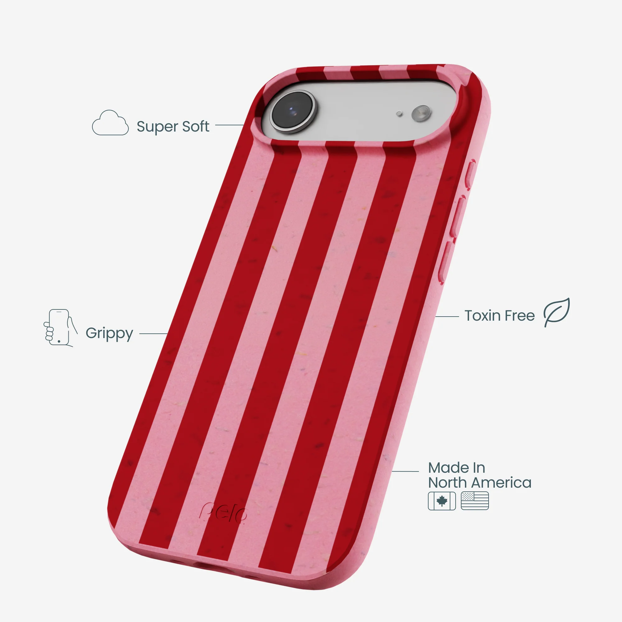 Bubblegum Pink Cherry Stripes iPhone Air Case - Image 4