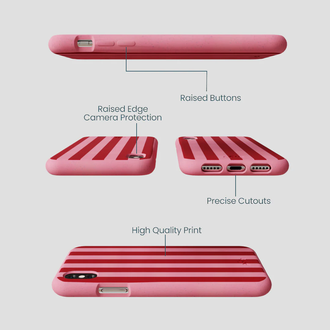 Bubblegum Pink Cherry Stripes iPhone XR Case - Image 3