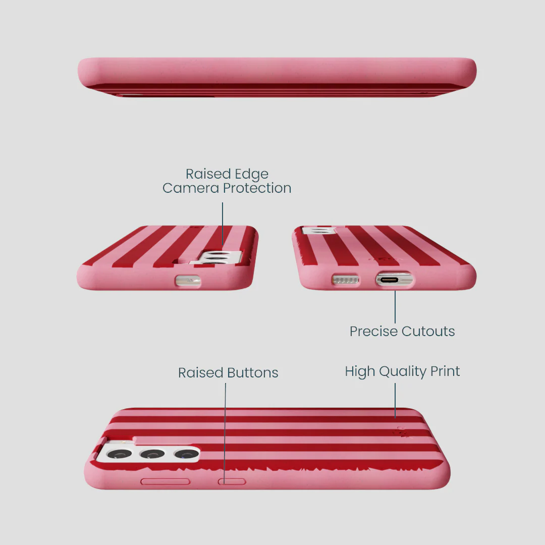 Bubblegum Pink Cherry Stripes Samsung Galaxy S21 Case - Image 2