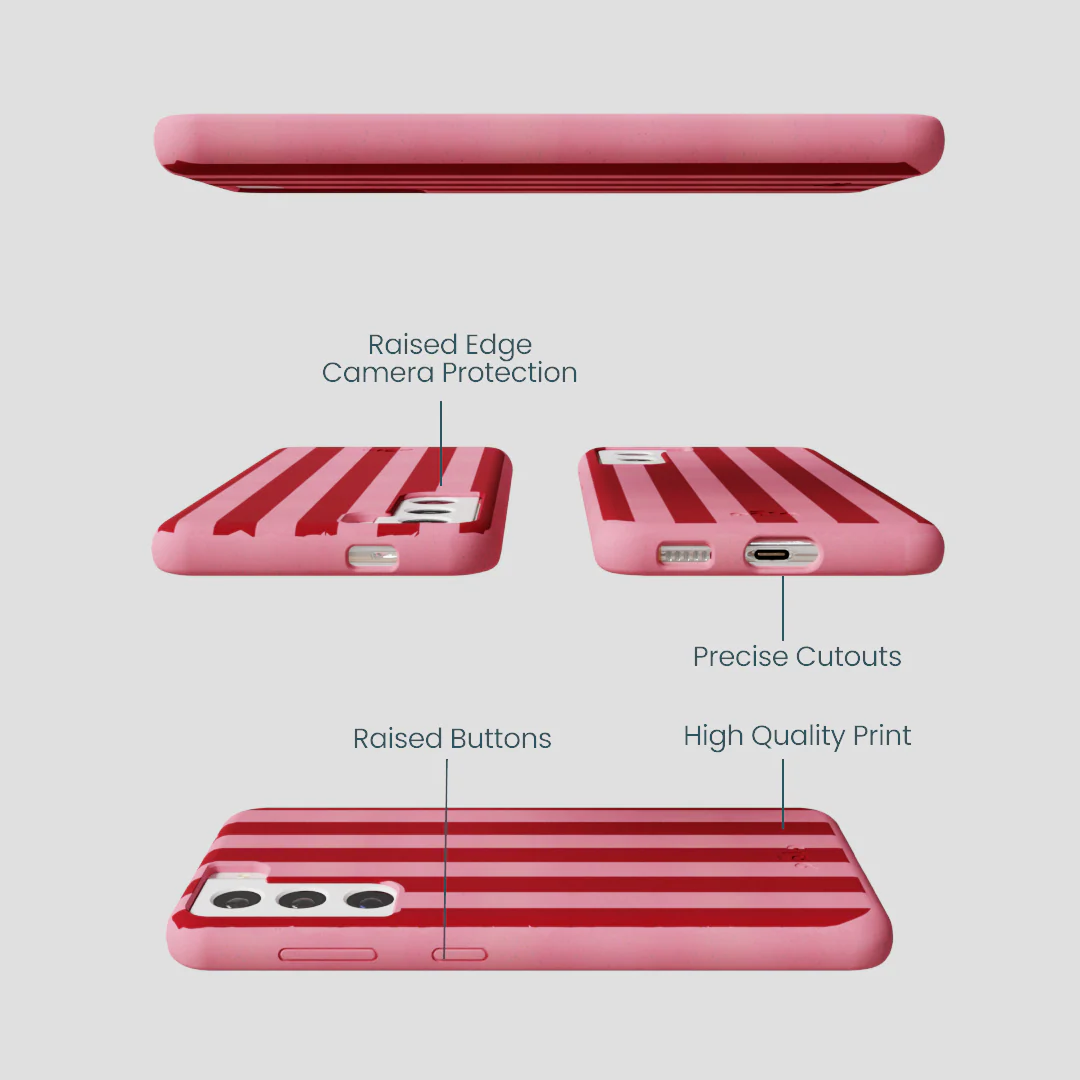 Bubblegum Pink Cherry Stripes Samsung Galaxy S22 Case - Image 2