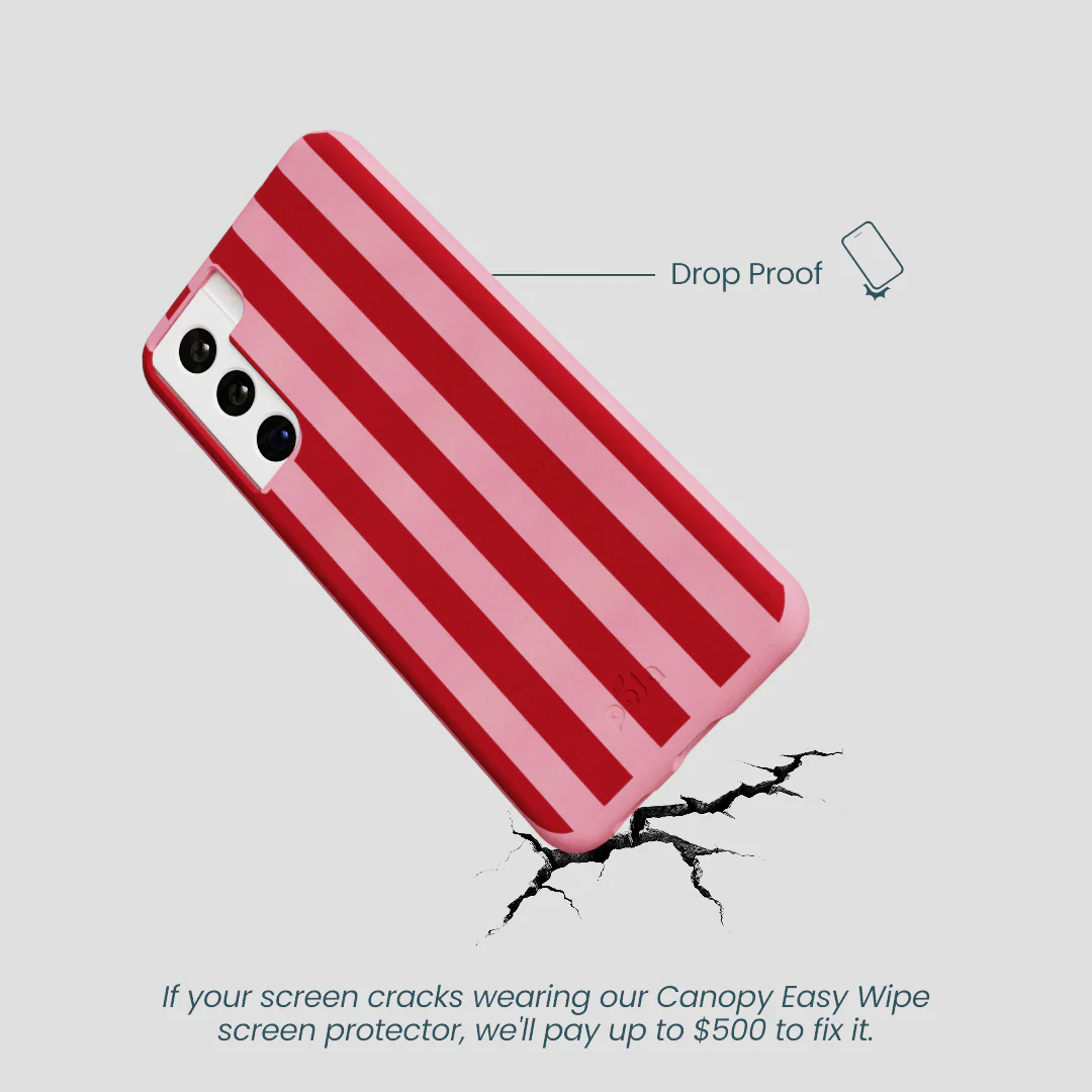 Bubblegum Pink Cherry Stripes Samsung Galaxy S22 Case - Image 4