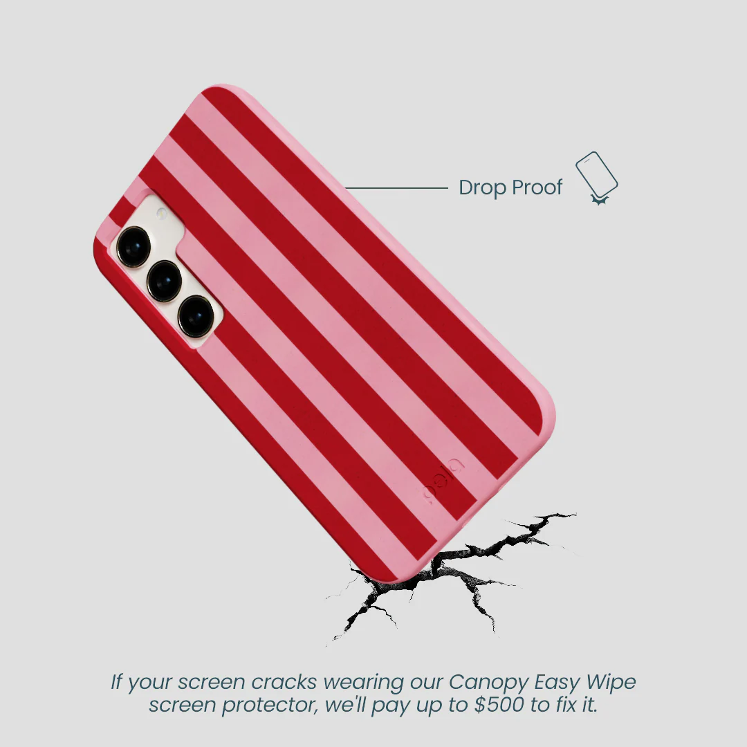 Bubblegum Pink Cherry Stripes Samsung Galaxy S24 Case - Image 4