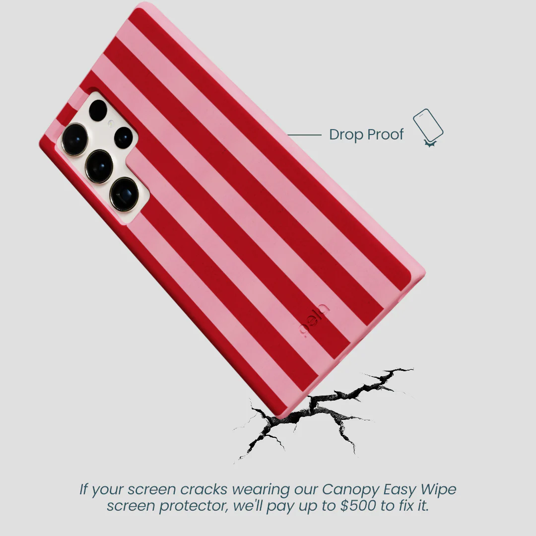 Bubblegum Pink Cherry Stripes Samsung Galaxy S24 Ultra Case - Image 4