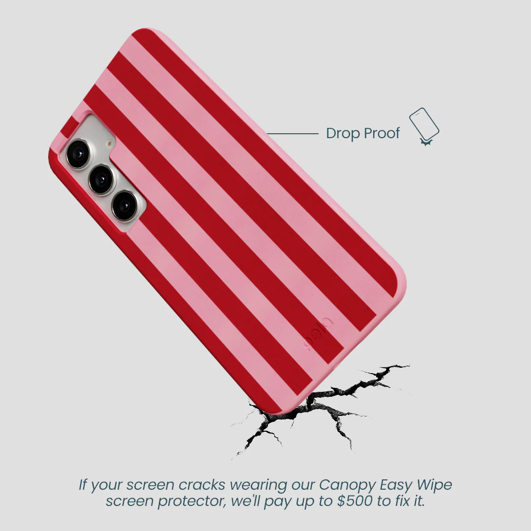 Bubblegum Pink Cherry Stripes Samsung Galaxy S25+(Plus) Case - Image 4