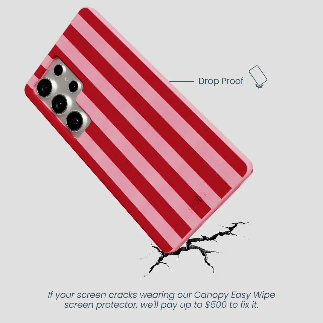 Bubblegum Pink Cherry Stripes Samsung Galaxy S25 Ultra Case - Image 4