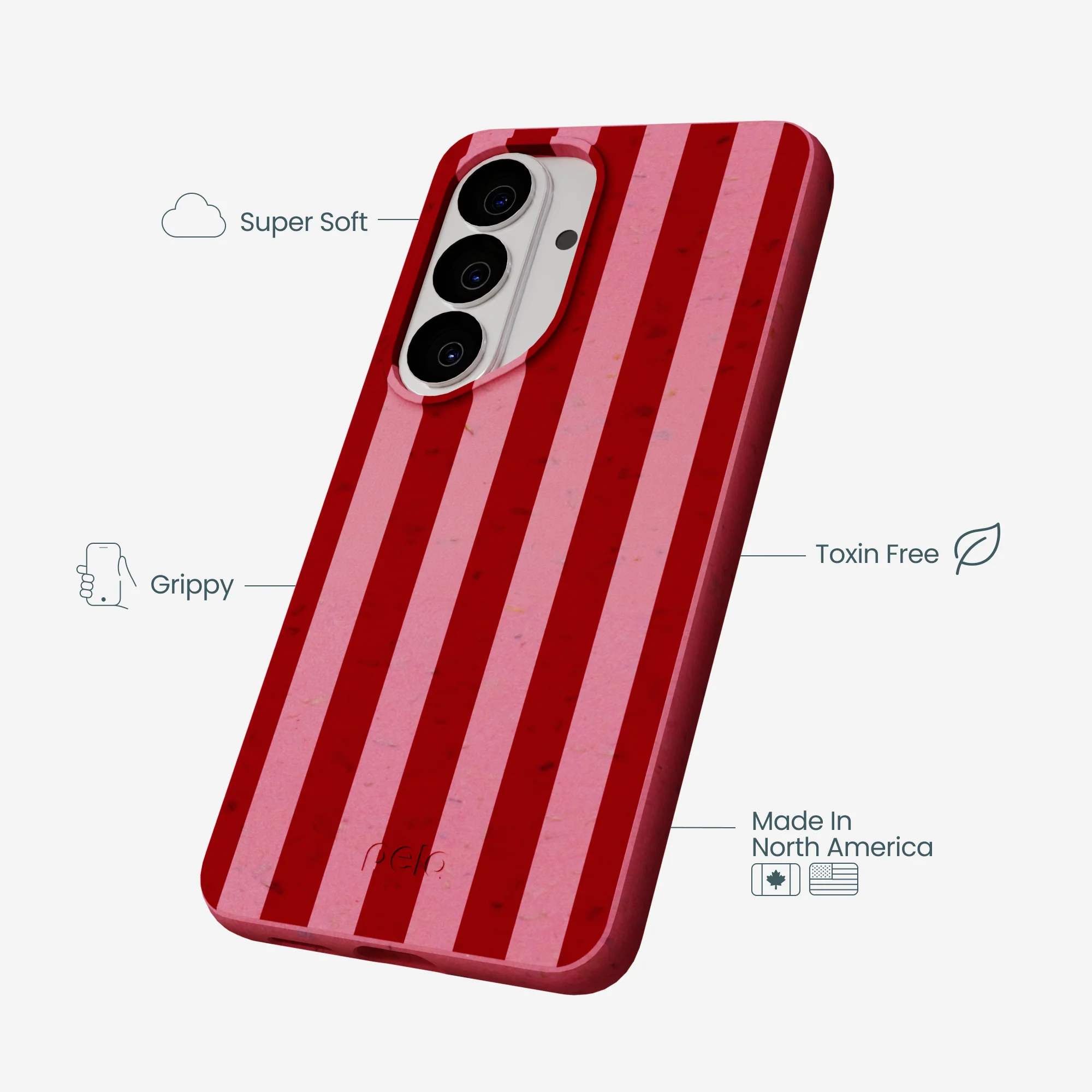 Bubblegum Pink Cherry Stripes Samsung Galaxy S26 Case - Image 3