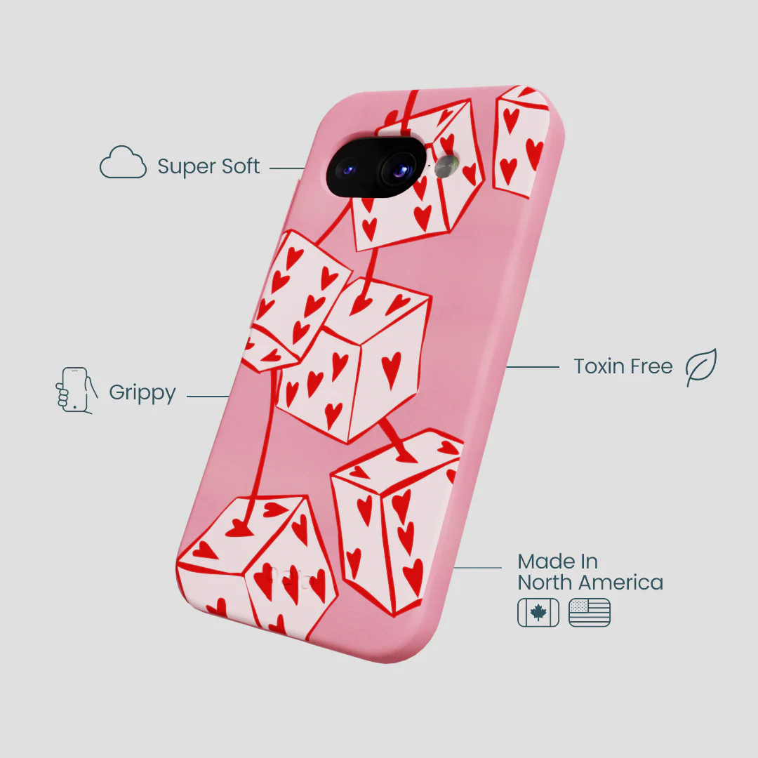 Bubblegum Pink Dicey Cherries Google Pixel 9a Case - Image 3