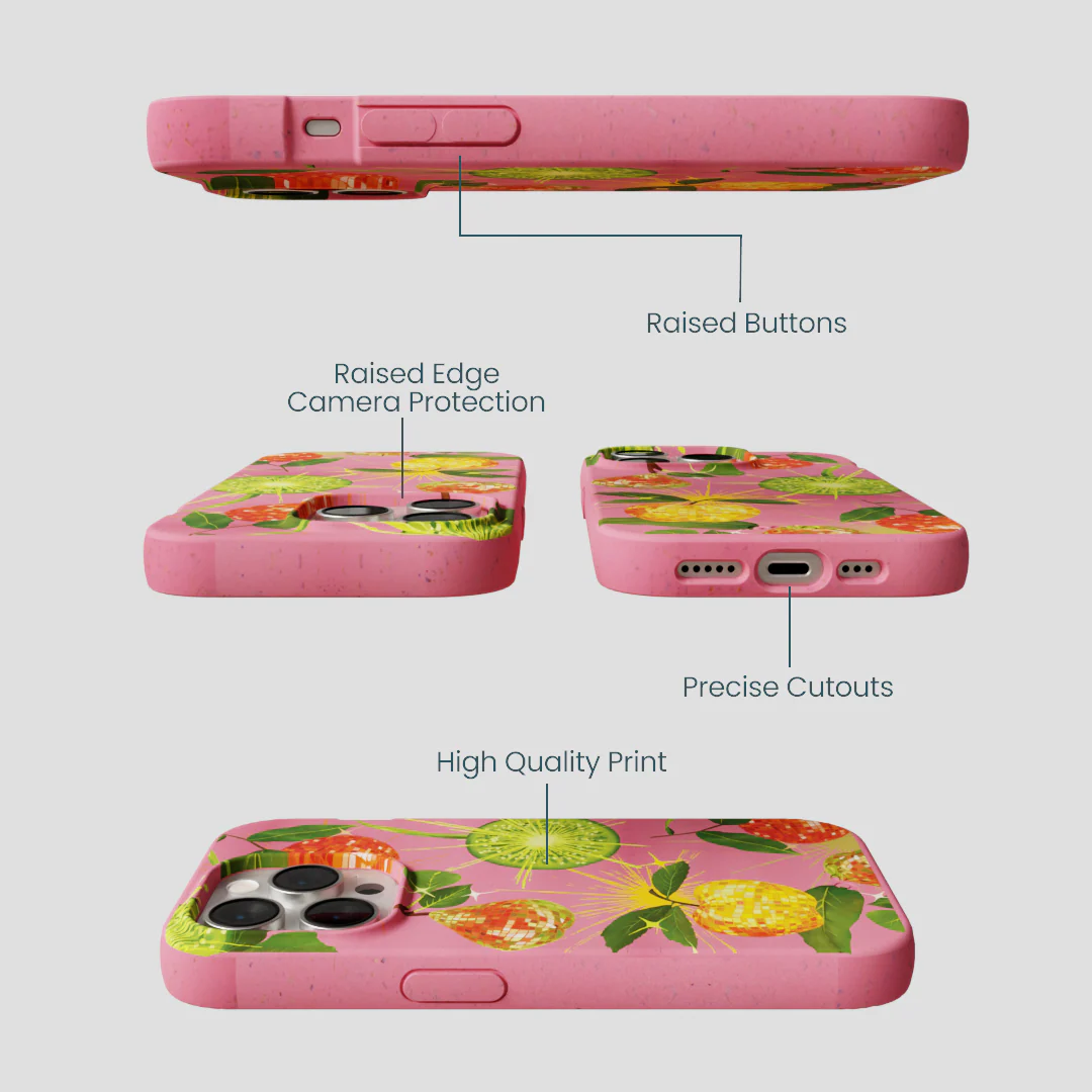 Bubblegum Pink Disco Fruity iPhone 14 Pro Case - Image 3