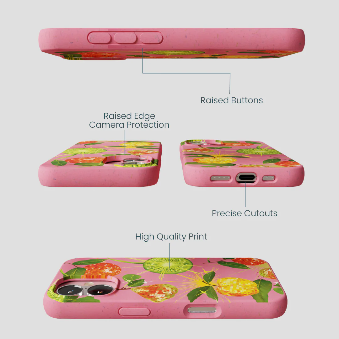 Bubblegum Pink Disco Fruity iPhone 16 Case - Image 3