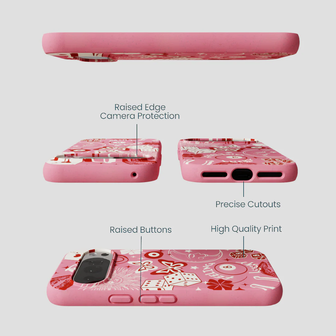 Bubblegum Pink Feeling Lucky Google Pixel 10/10 Pro Case - Image 3