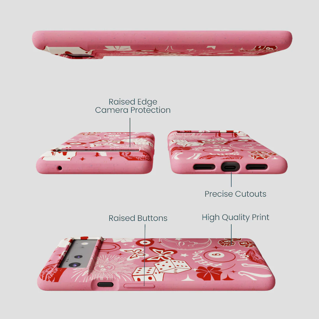 Bubblegum Pink Feeling Lucky Google Pixel 6 Case - Image 3