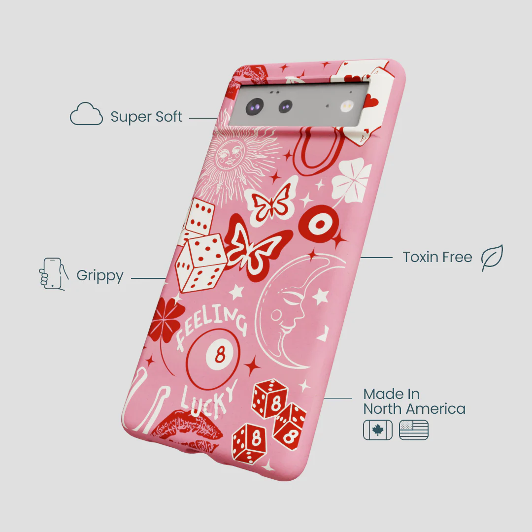 Bubblegum Pink Feeling Lucky Google Pixel 6a Case - Image 4