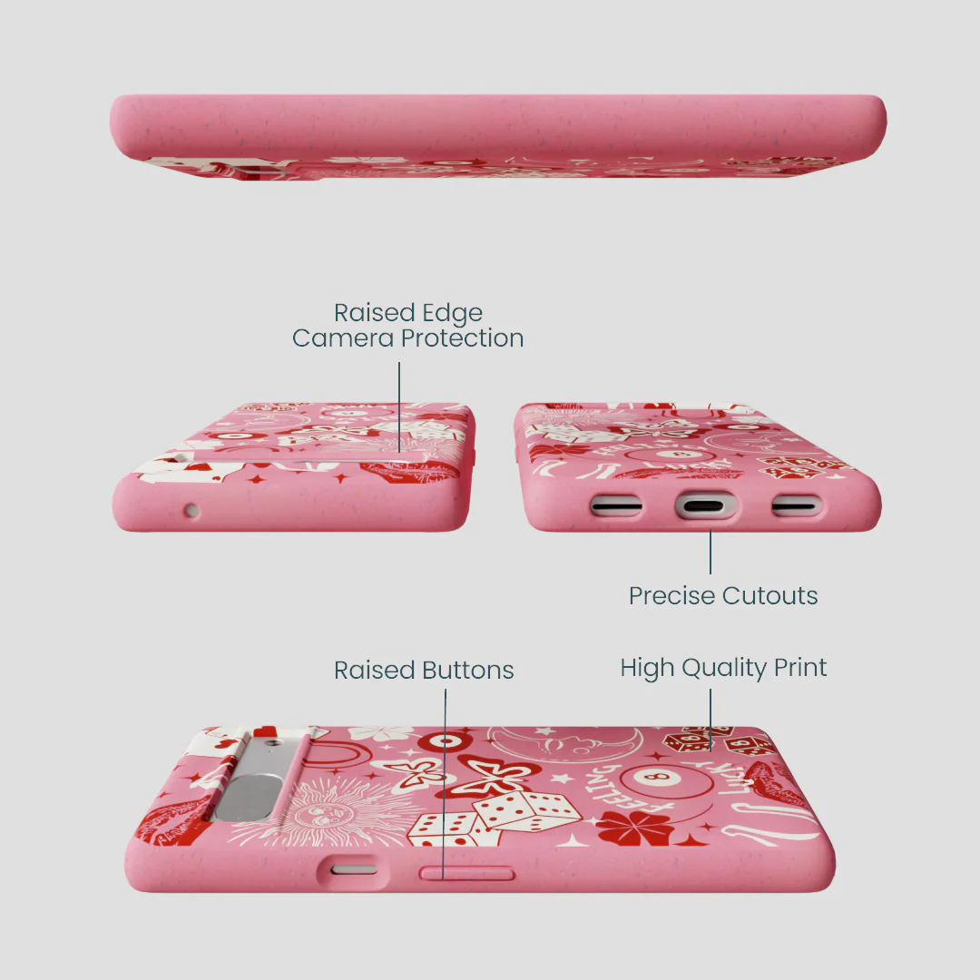 Bubblegum Pink Feeling Lucky Google Pixel 7 Case - Image 3