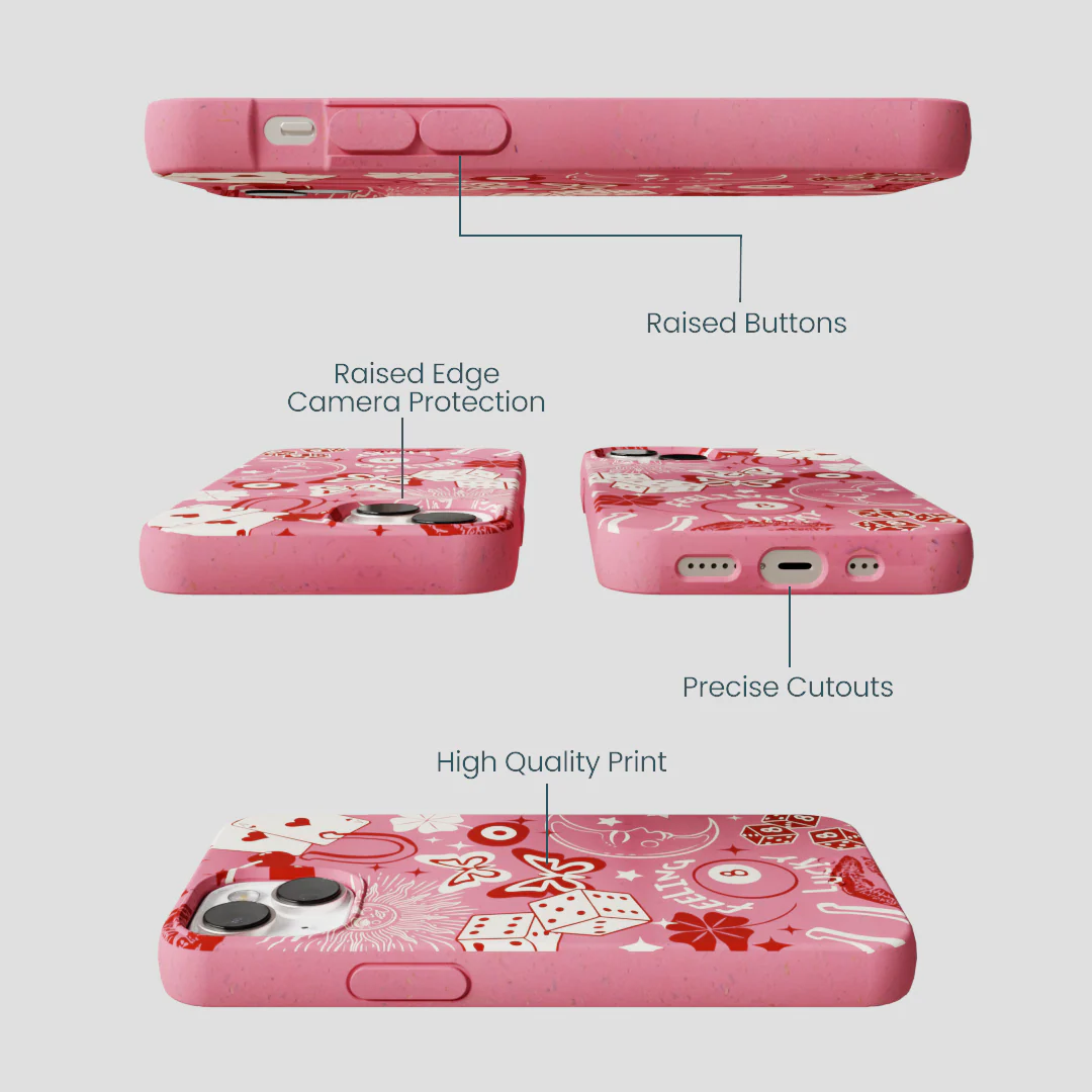 Bubblegum Pink Feeling Lucky iPhone 13 Case - Image 3