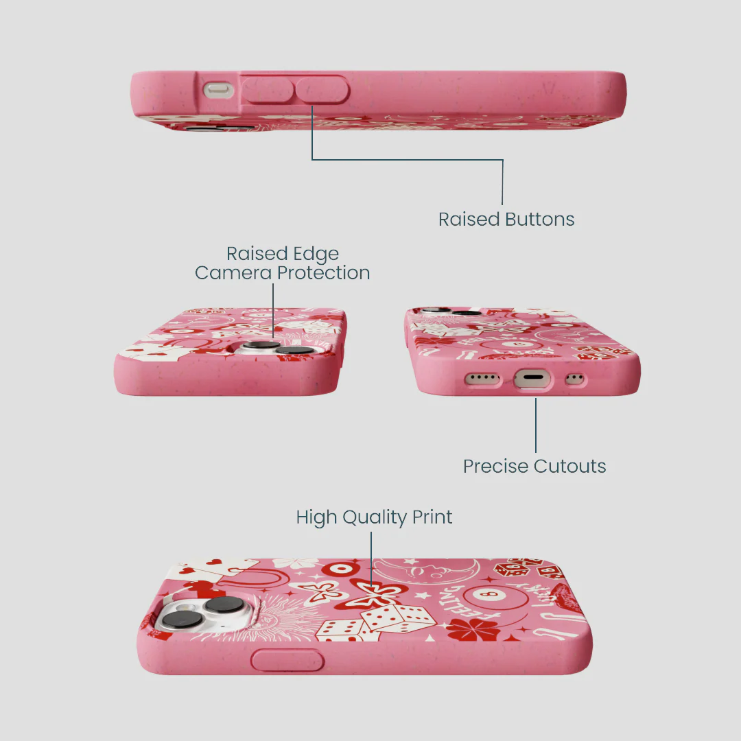 Bubblegum Pink Feeling Lucky iPhone 13 Mini Case - Image 3