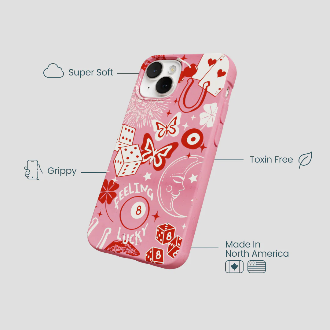 Bubblegum Pink Feeling Lucky iPhone 13 Mini Case - Image 4