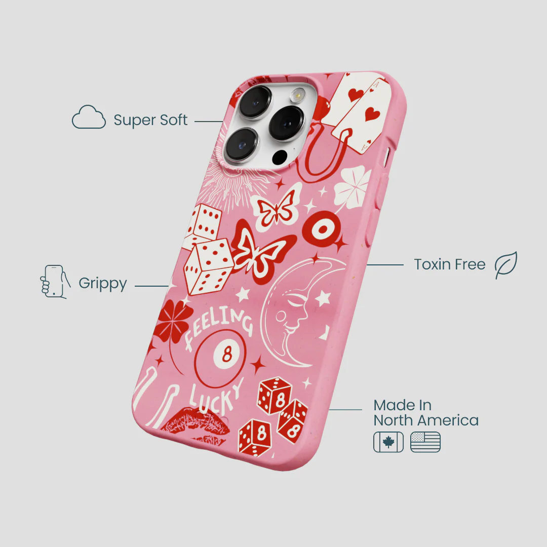 Bubblegum Pink Feeling Lucky iPhone 13 Pro Case - Image 4