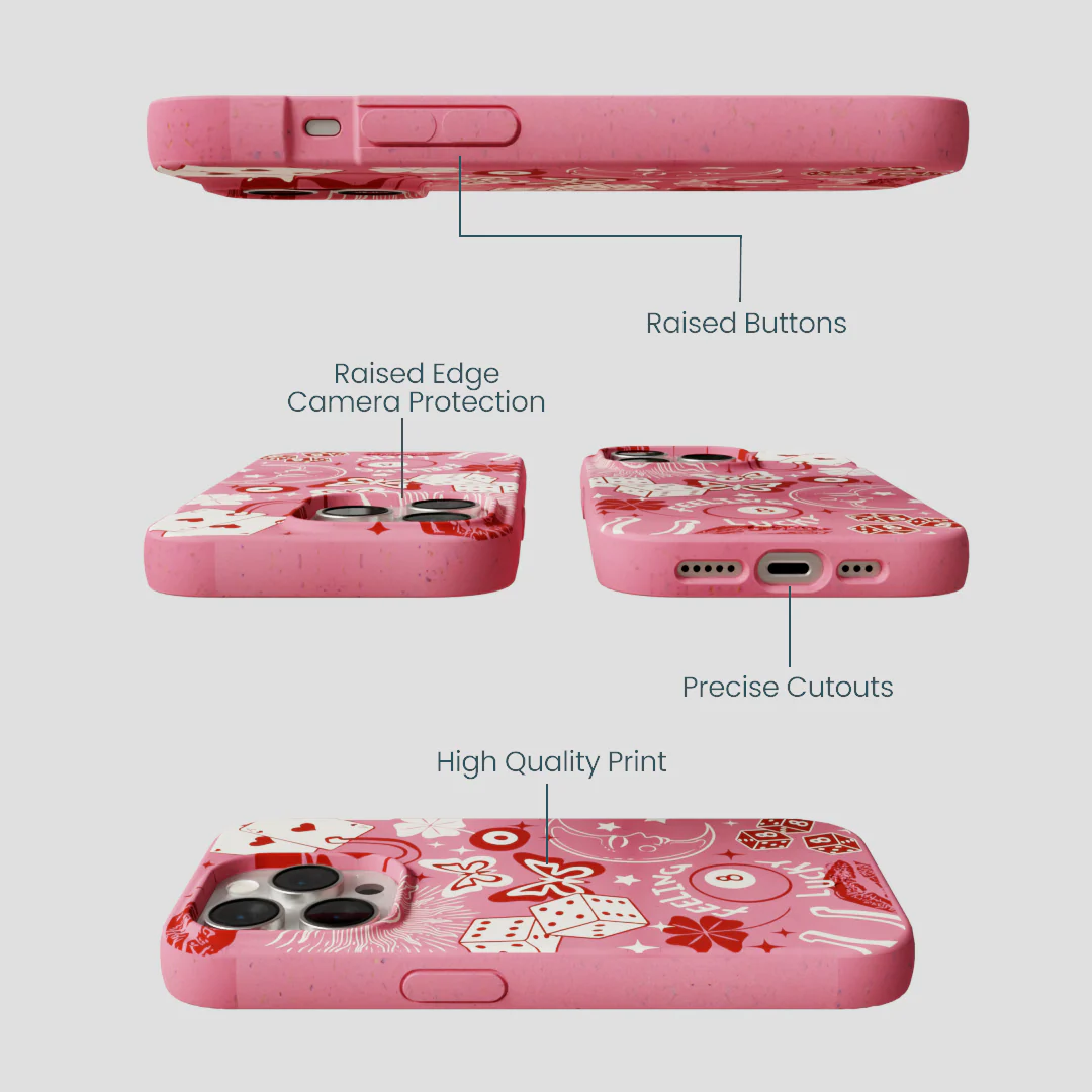 Bubblegum Pink Feeling Lucky iPhone 14 Pro Case - Image 3