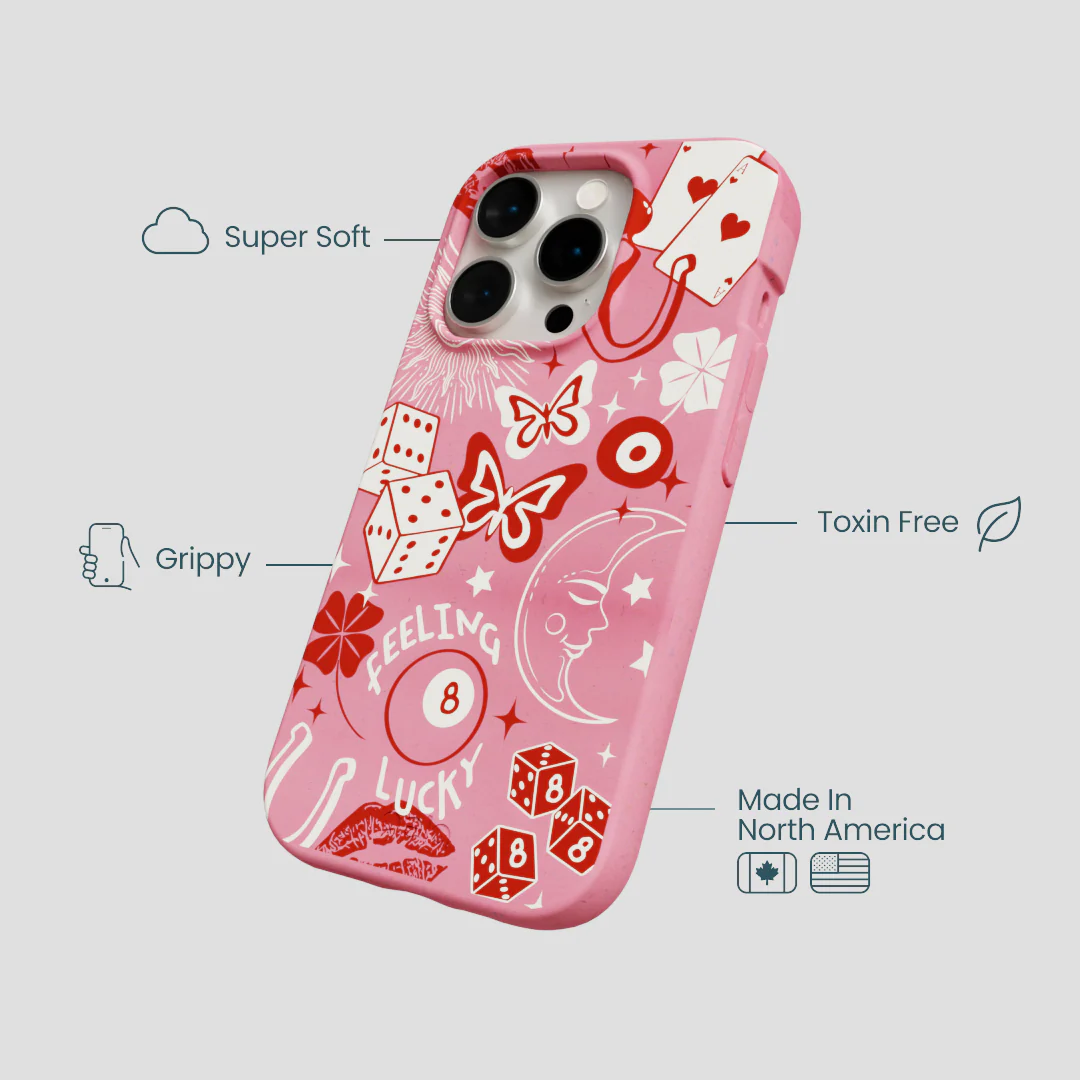 Bubblegum Pink Feeling Lucky iPhone 14 Pro Case - Image 4