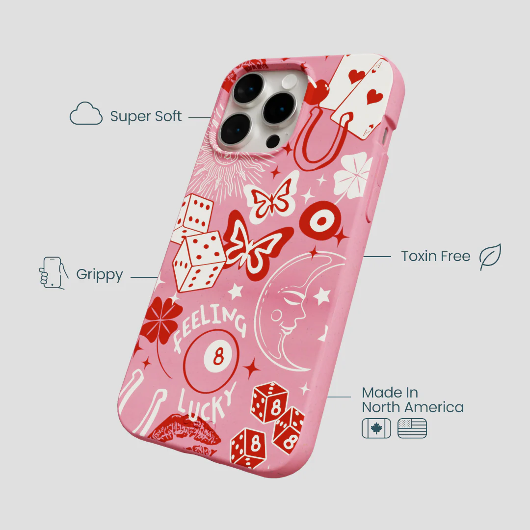 Bubblegum Pink Feeling Lucky iPhone 15 Pro Max Case - Image 4