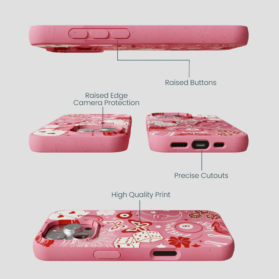 Bubblegum Pink Feeling Lucky iPhone 16 Pro Case - Image 3