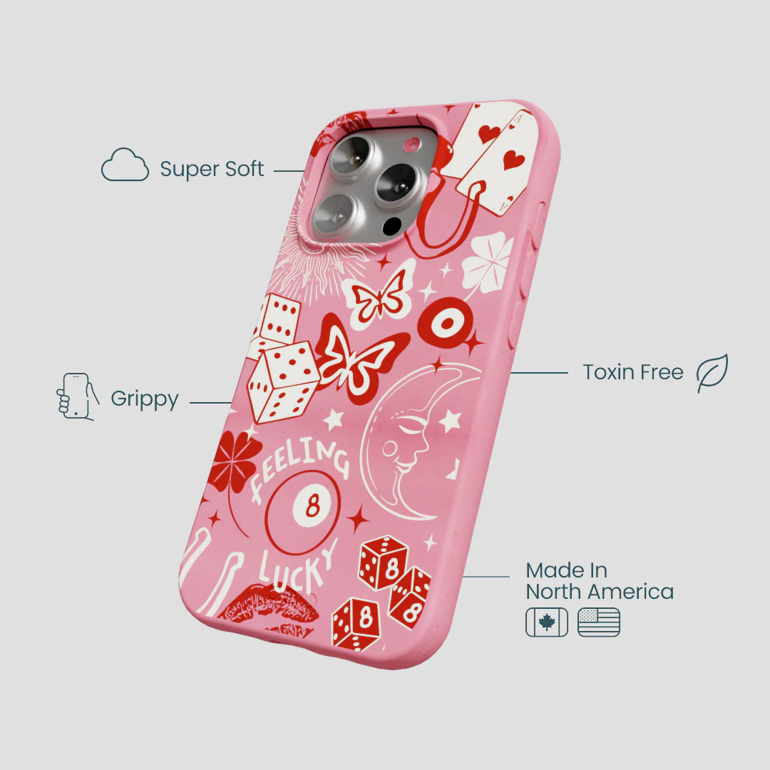 Bubblegum Pink Feeling Lucky iPhone 16 Pro Case - Image 4