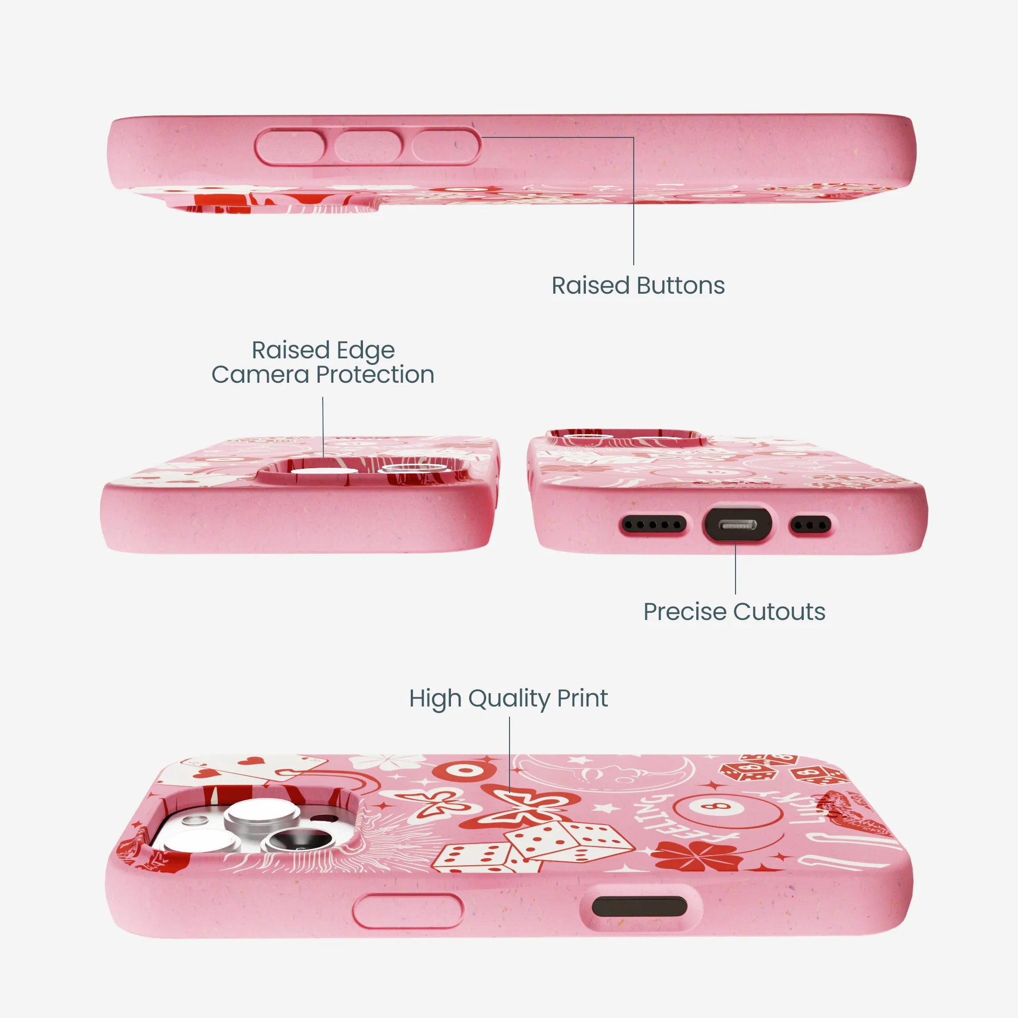 Bubblegum Pink Feeling Lucky iPhone 16 Pro Max Case - Image 3