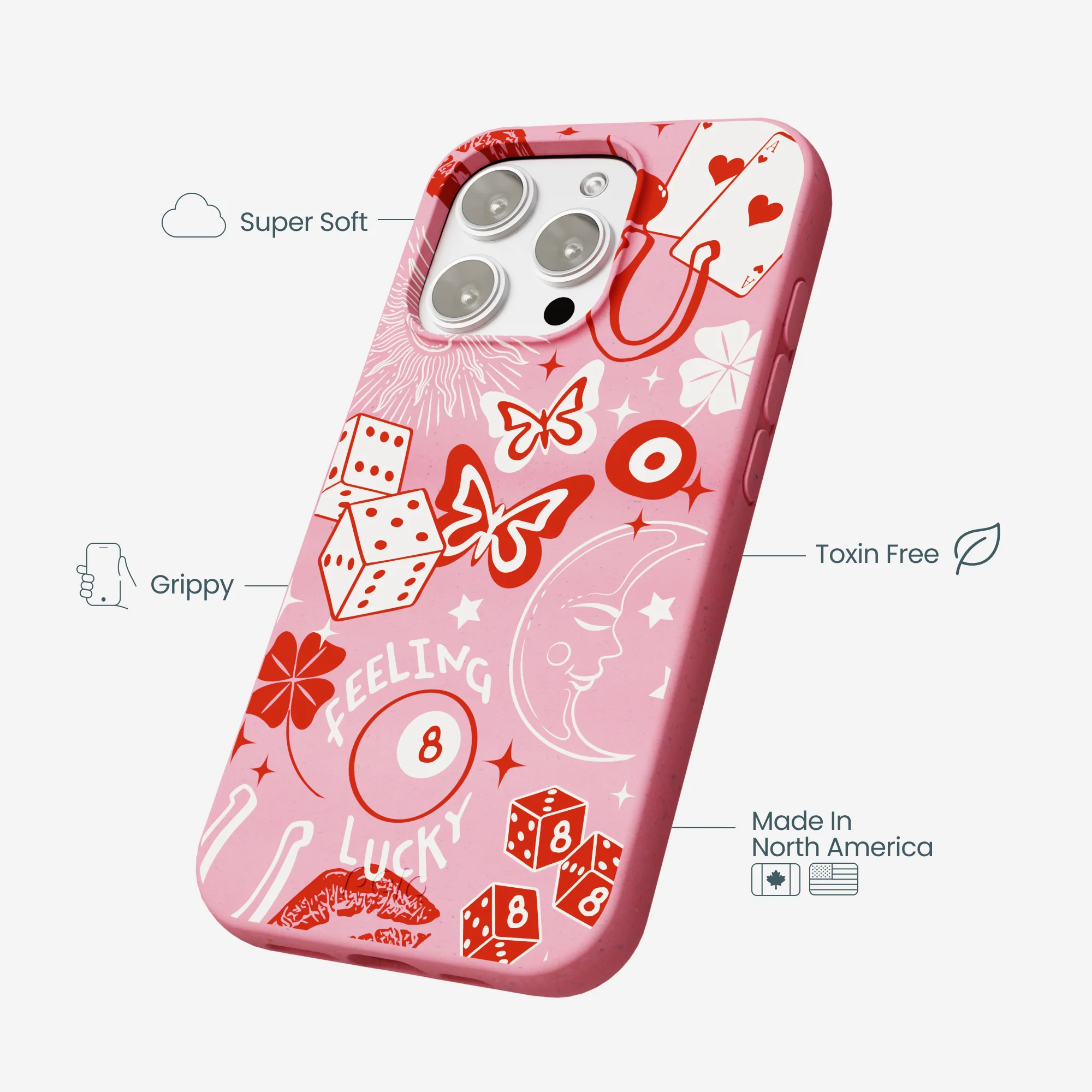 Bubblegum Pink Feeling Lucky iPhone 16 Pro Max Case - Image 4