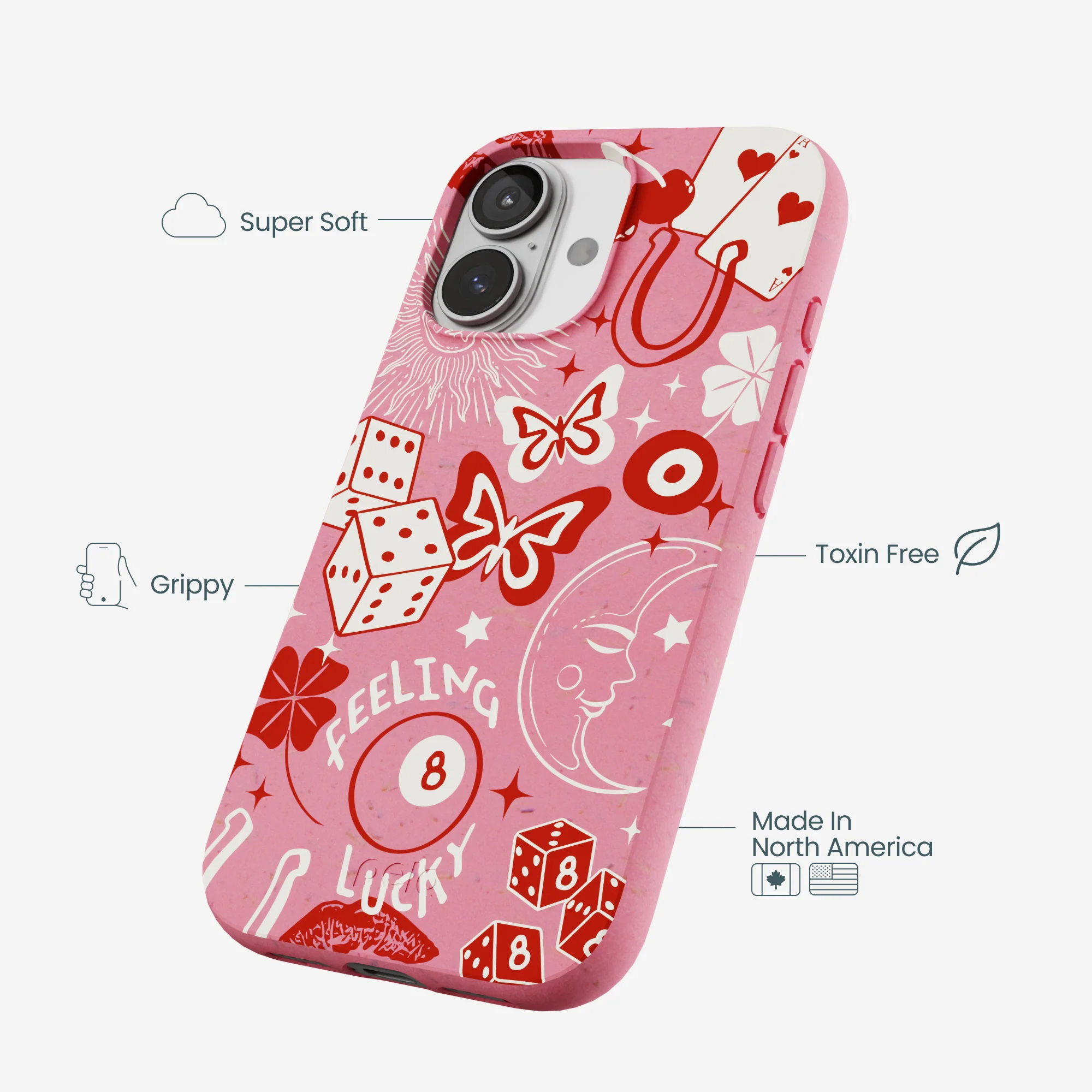 Bubblegum Pink Feeling Lucky iPhone 17 Case - Image 4