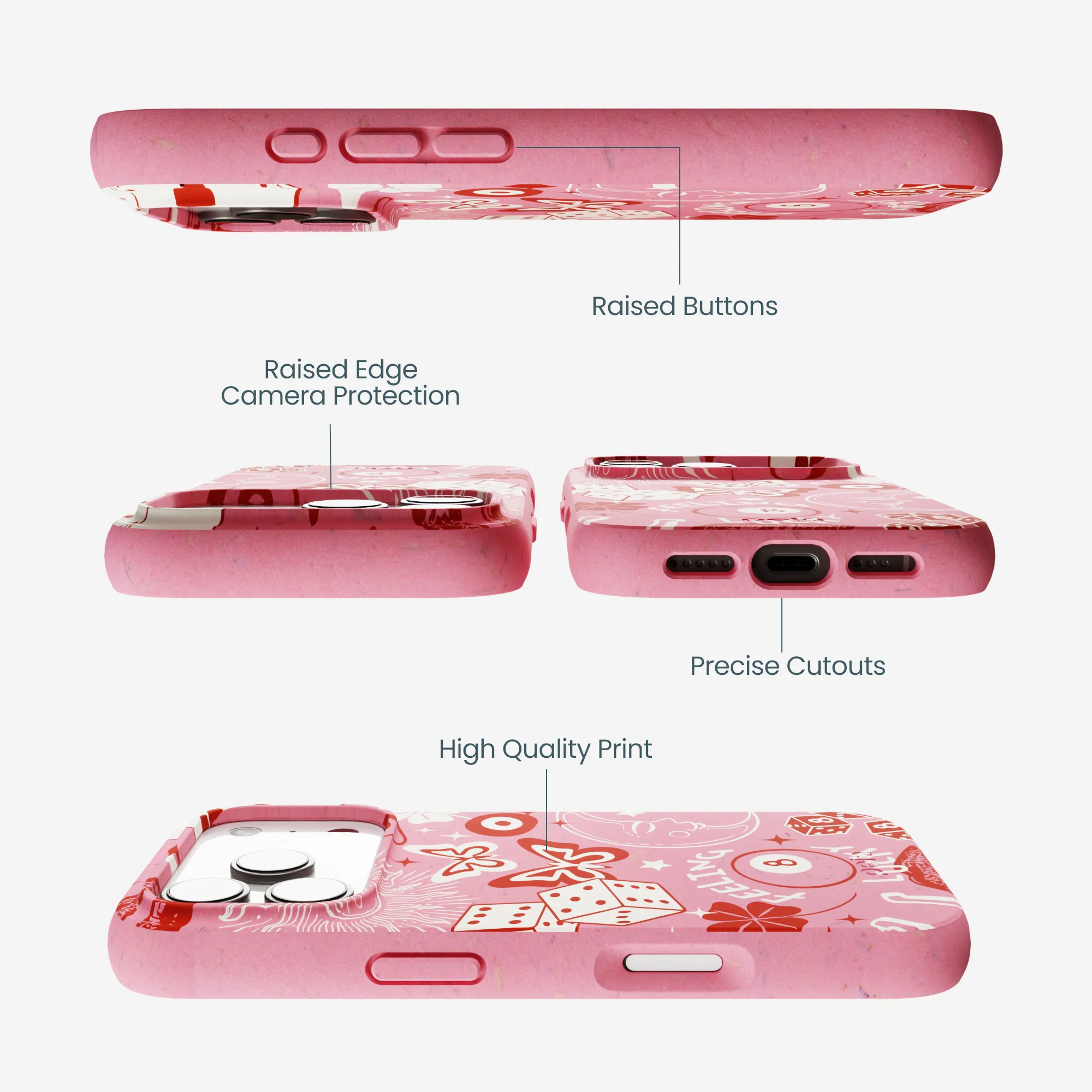 Bubblegum Pink Feeling Lucky iPhone 17 Pro Case - Image 3