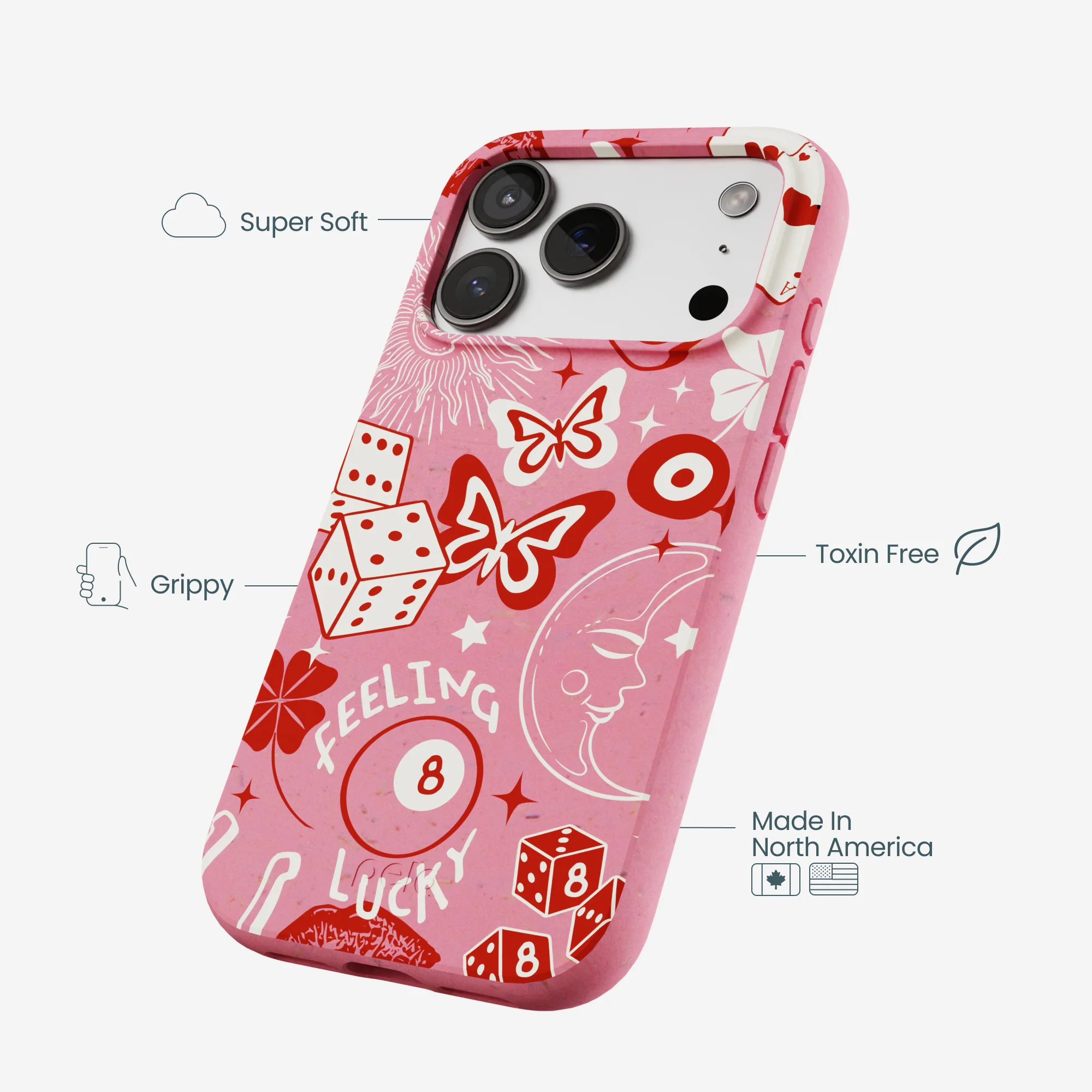 Bubblegum Pink Feeling Lucky iPhone 17 Pro Case - Image 4