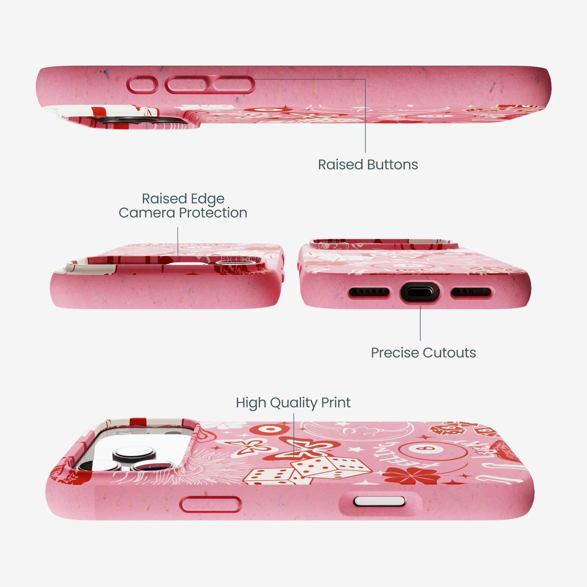 Bubblegum Pink Feeling Lucky iPhone 17 Pro Max Case - Image 3