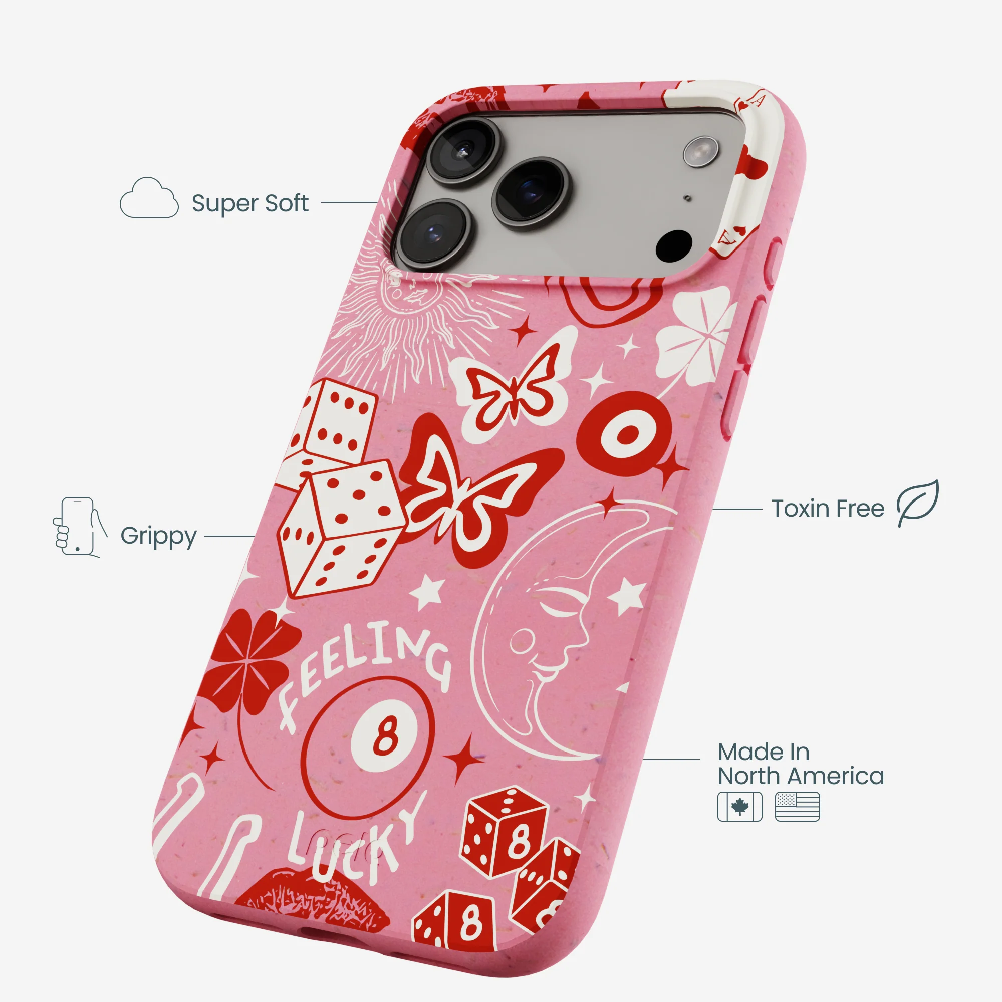 Bubblegum Pink Feeling Lucky iPhone 17 Pro Max Case - Image 4