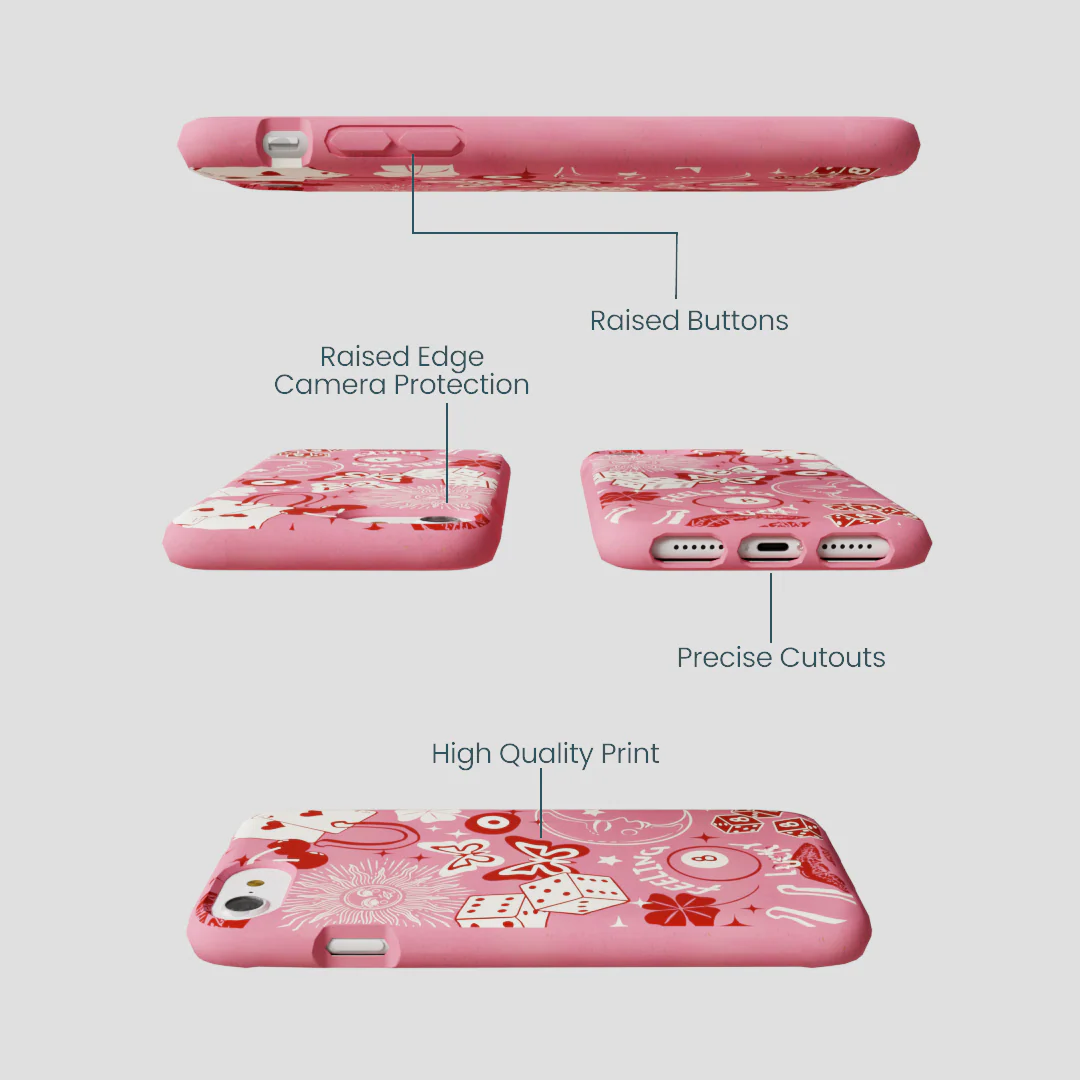 Bubblegum Pink Feeling Lucky iPhone 6/6s/7/8/SE Case - Image 3