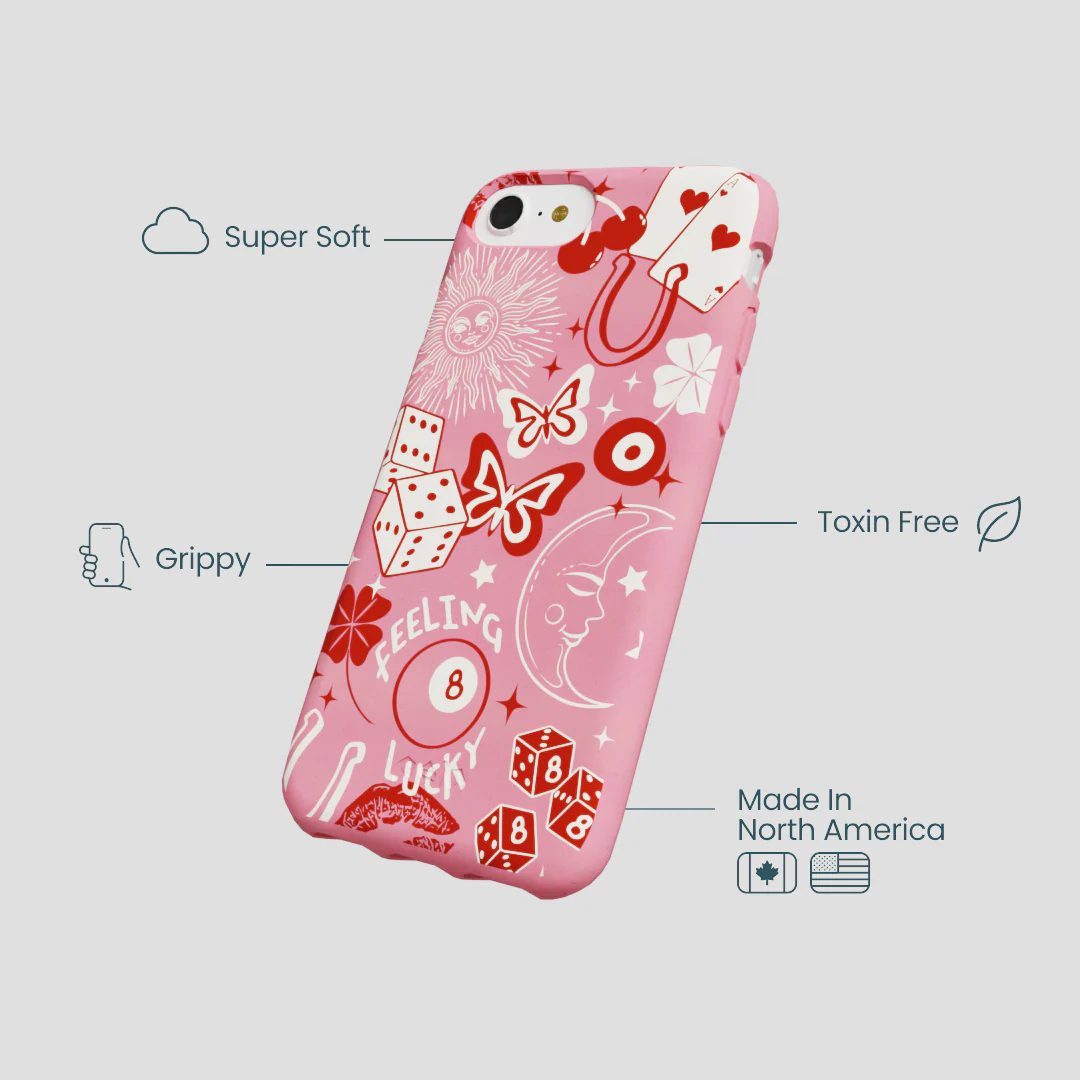 Bubblegum Pink Feeling Lucky iPhone 6/6s/7/8/SE Case - Image 4
