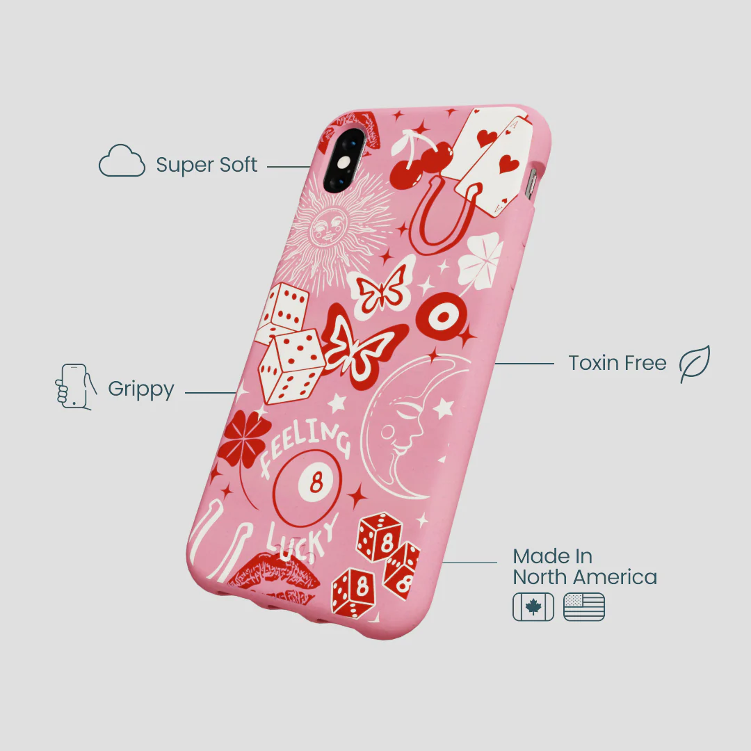 Bubblegum Pink Feeling Lucky iPhone XR Case - Image 4