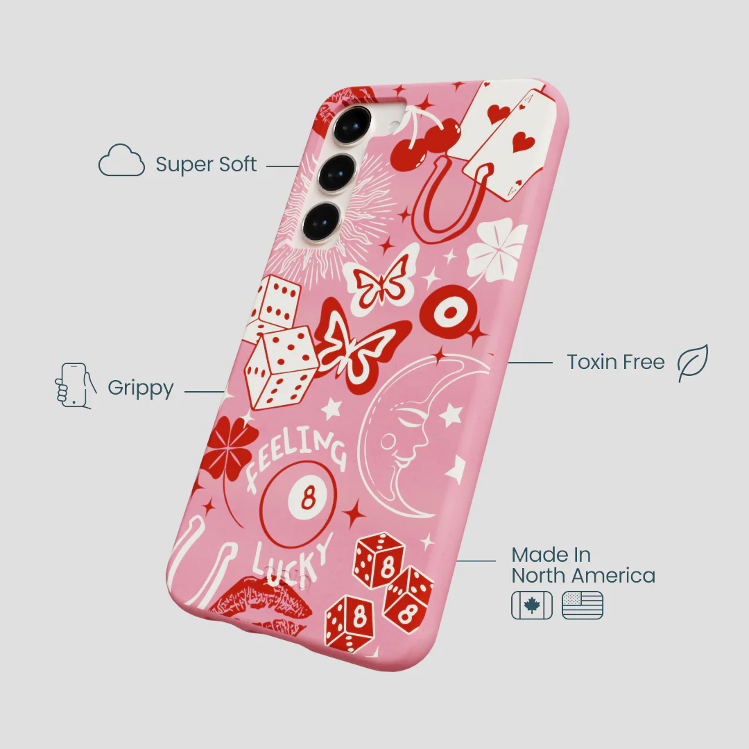 Bubblegum Pink Feeling Lucky Samsung Galaxy S23+(Plus) Case - Image 4