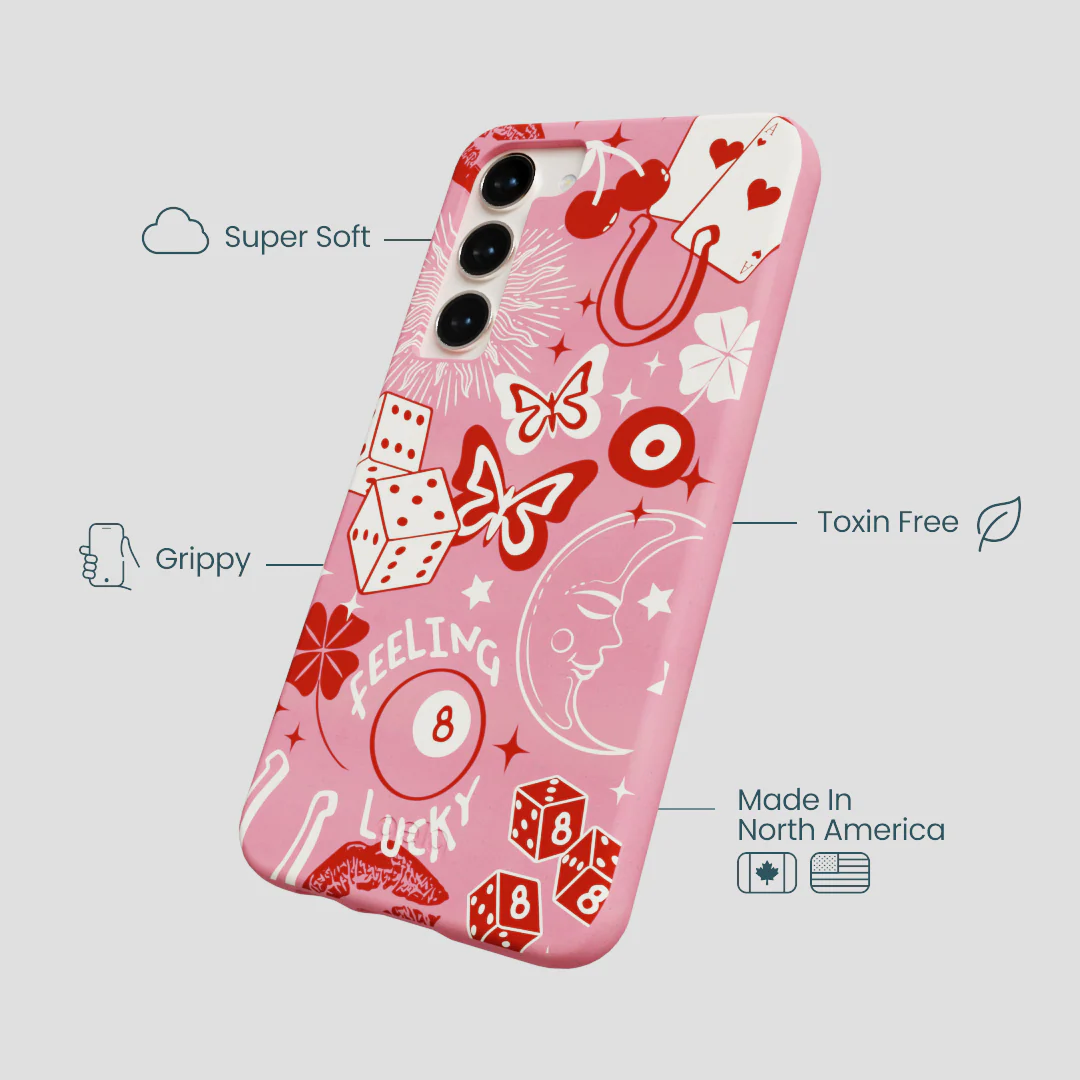 Bubblegum Pink Feeling Lucky Samsung Galaxy S24+(Plus) Case - Image 4