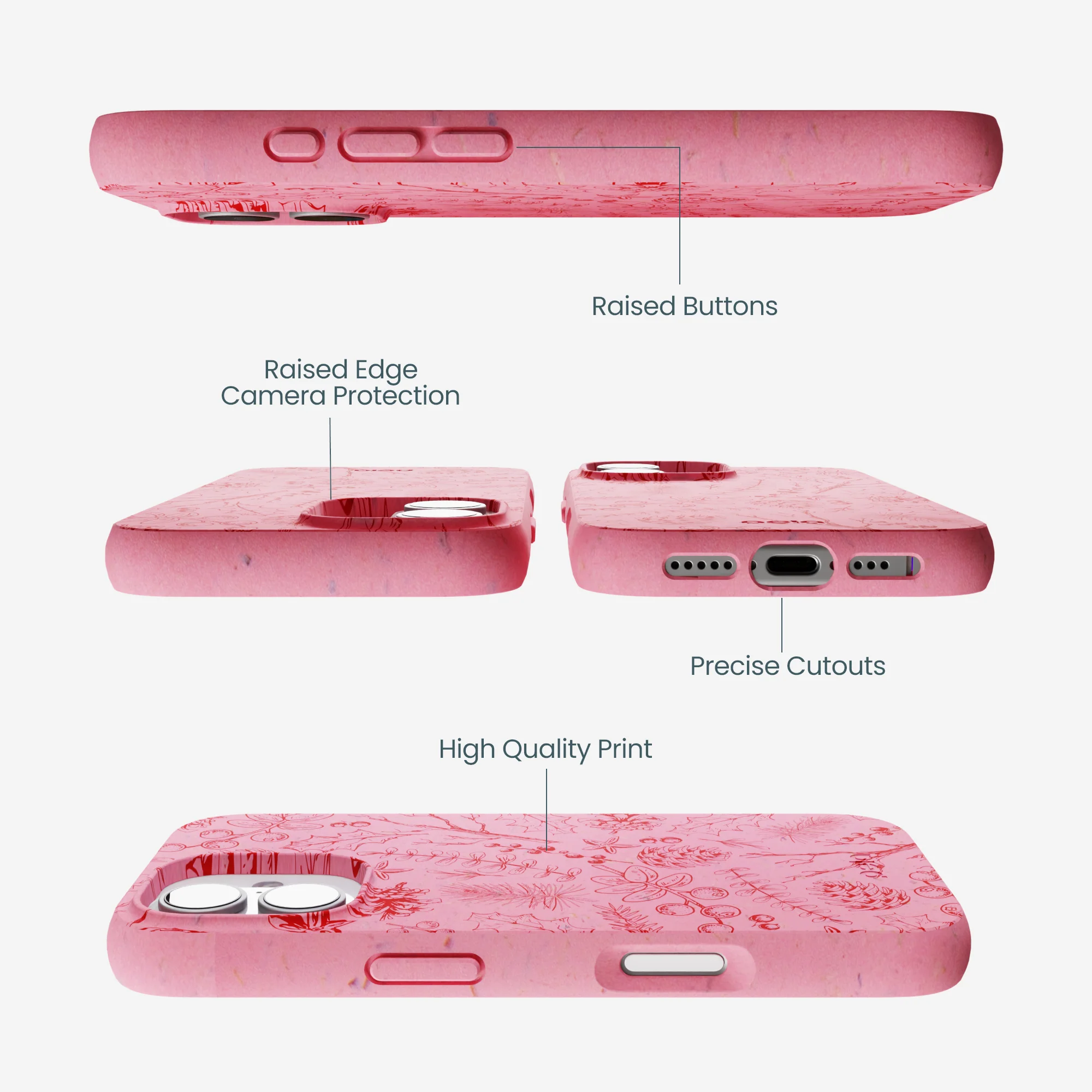 Bubblegum Pink Festive Forest iPhone 17 Case - Image 3