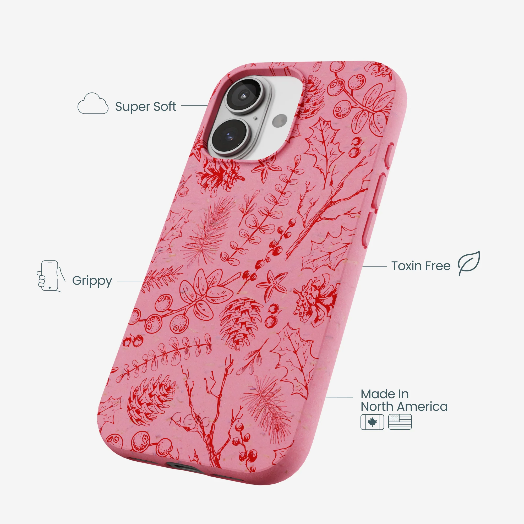 Bubblegum Pink Festive Forest iPhone 17 Case - Image 4