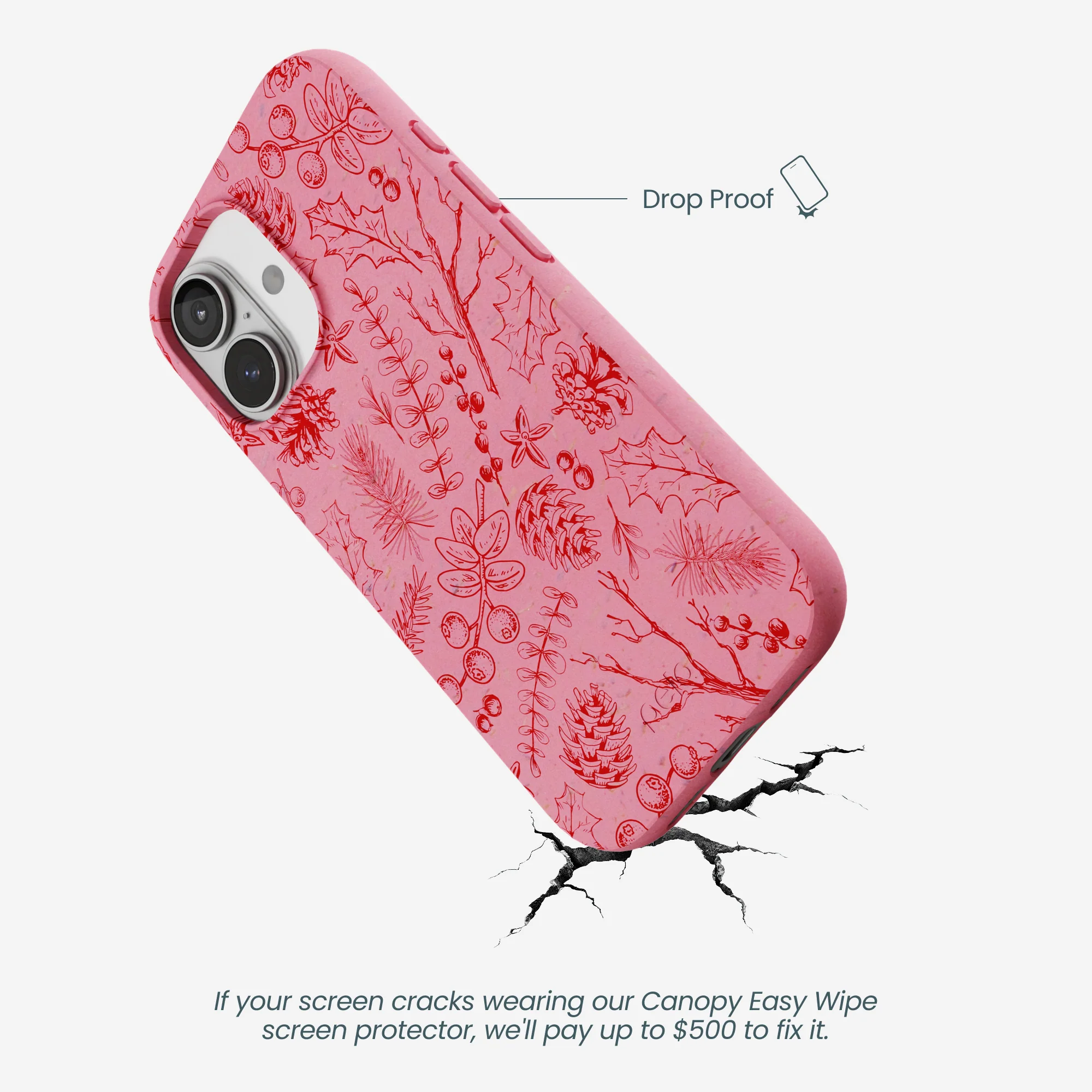 Bubblegum Pink Festive Forest iPhone 17 Case - Image 5