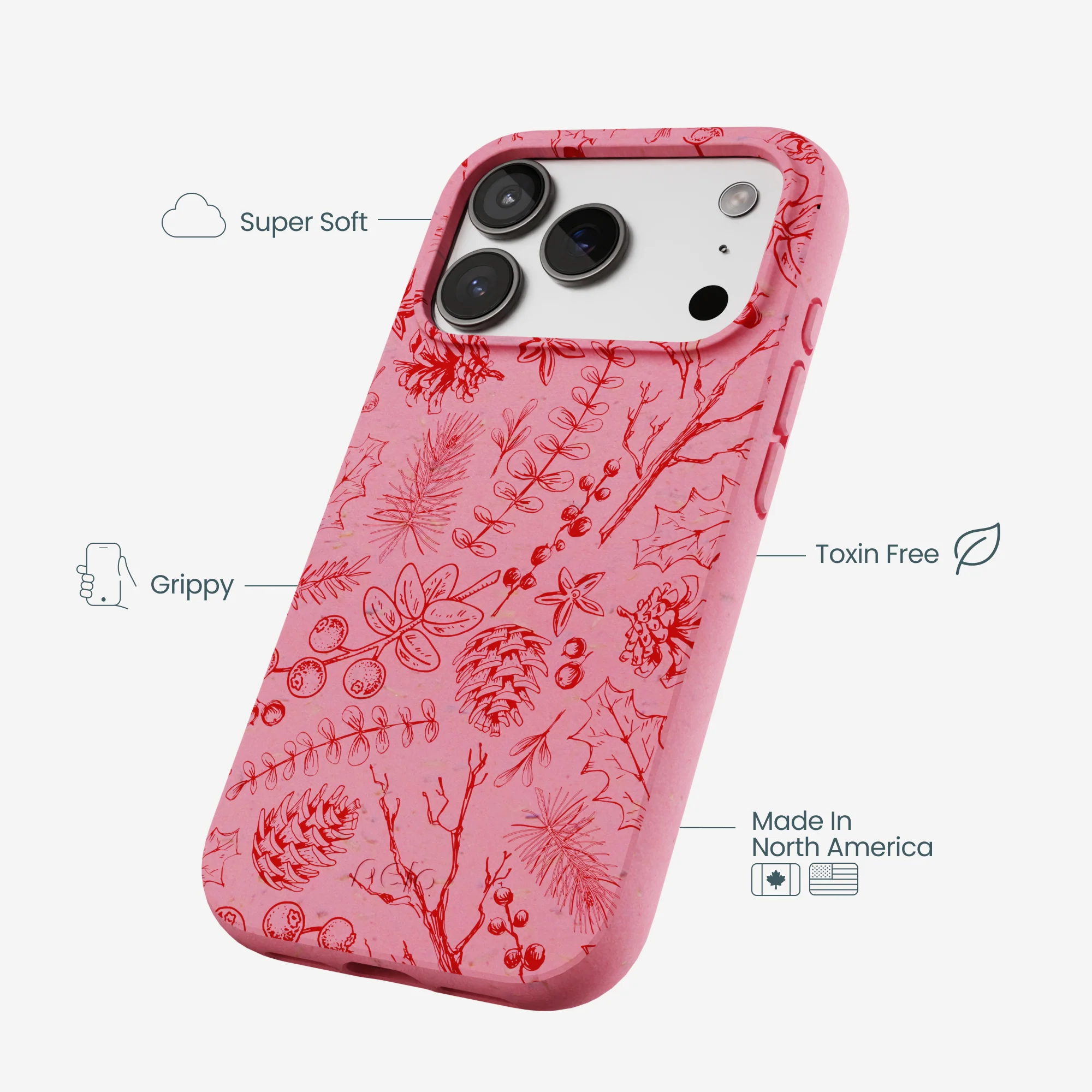 Bubblegum Pink Festive Forest iPhone 17 Pro Case - Image 4