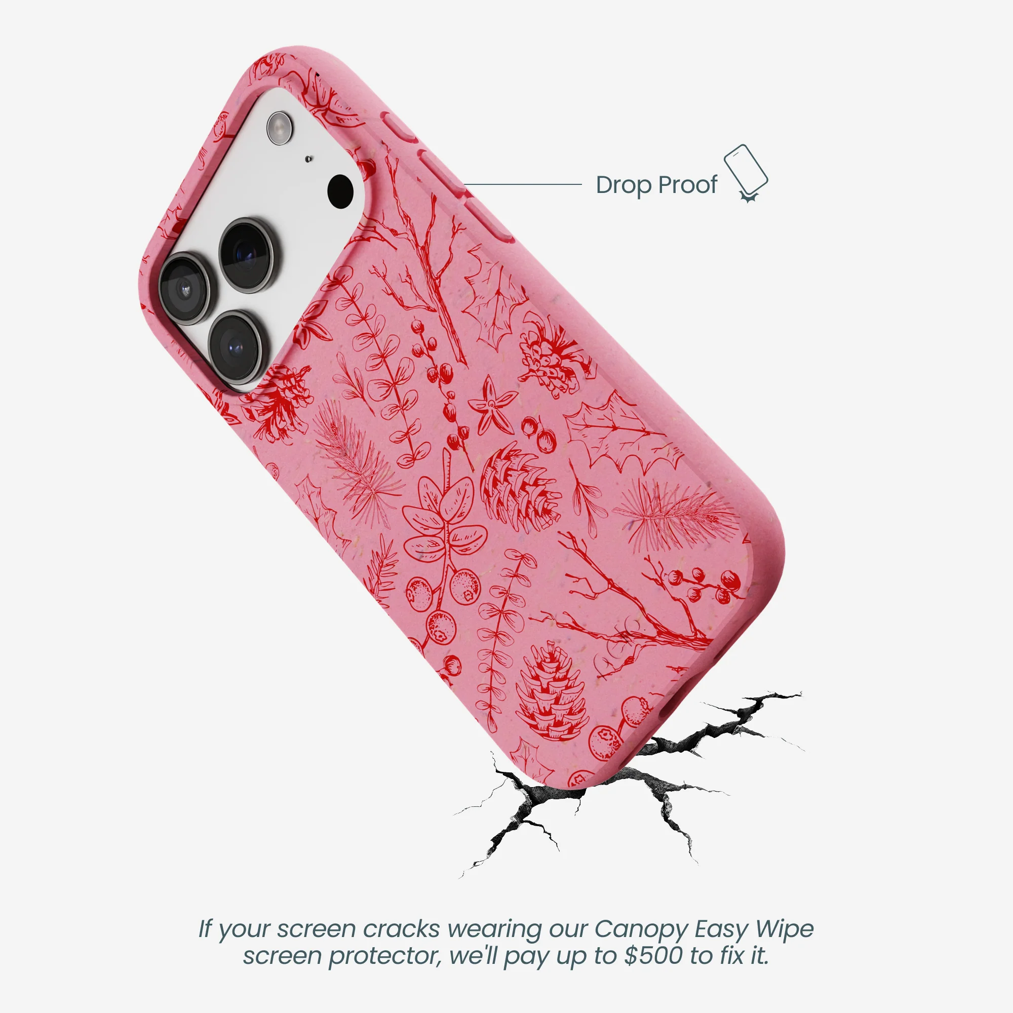 Bubblegum Pink Festive Forest iPhone 17 Pro Case - Image 5