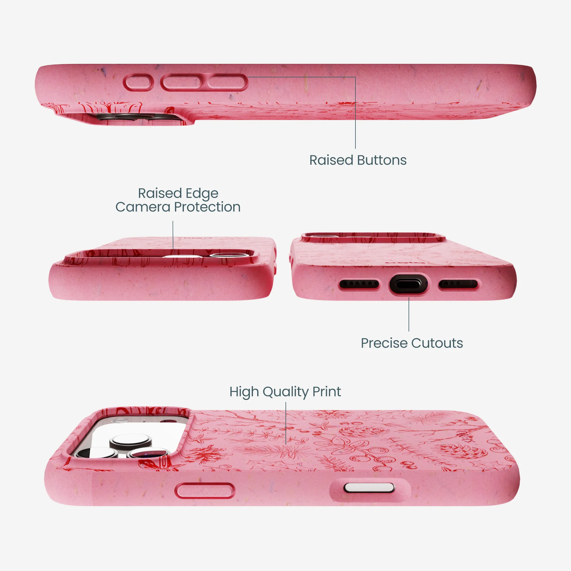 Bubblegum Pink Festive Forest iPhone 17 Pro Max Case - Image 3