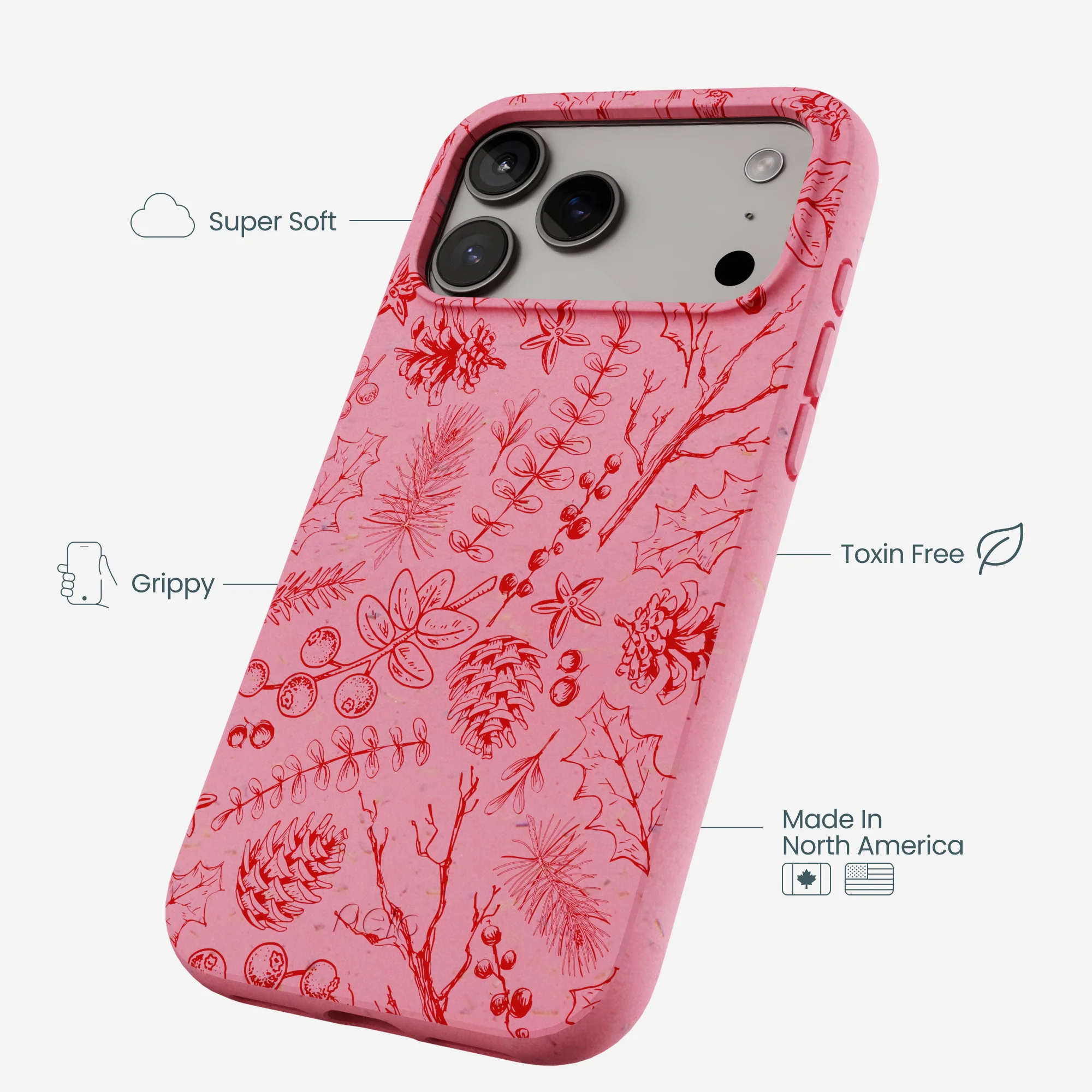 Bubblegum Pink Festive Forest iPhone 17 Pro Max Case - Image 4