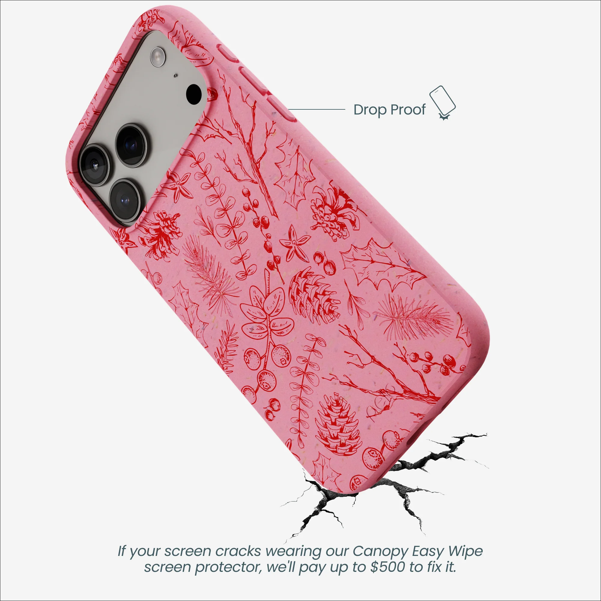 Bubblegum Pink Festive Forest iPhone 17 Pro Max Case - Image 5