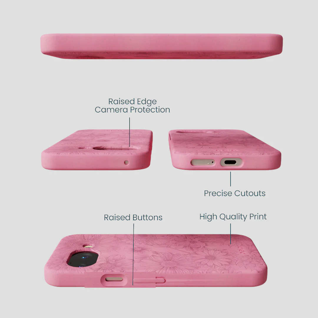 Bubblegum Pink Flora Google Pixel 9a Case - Image 3