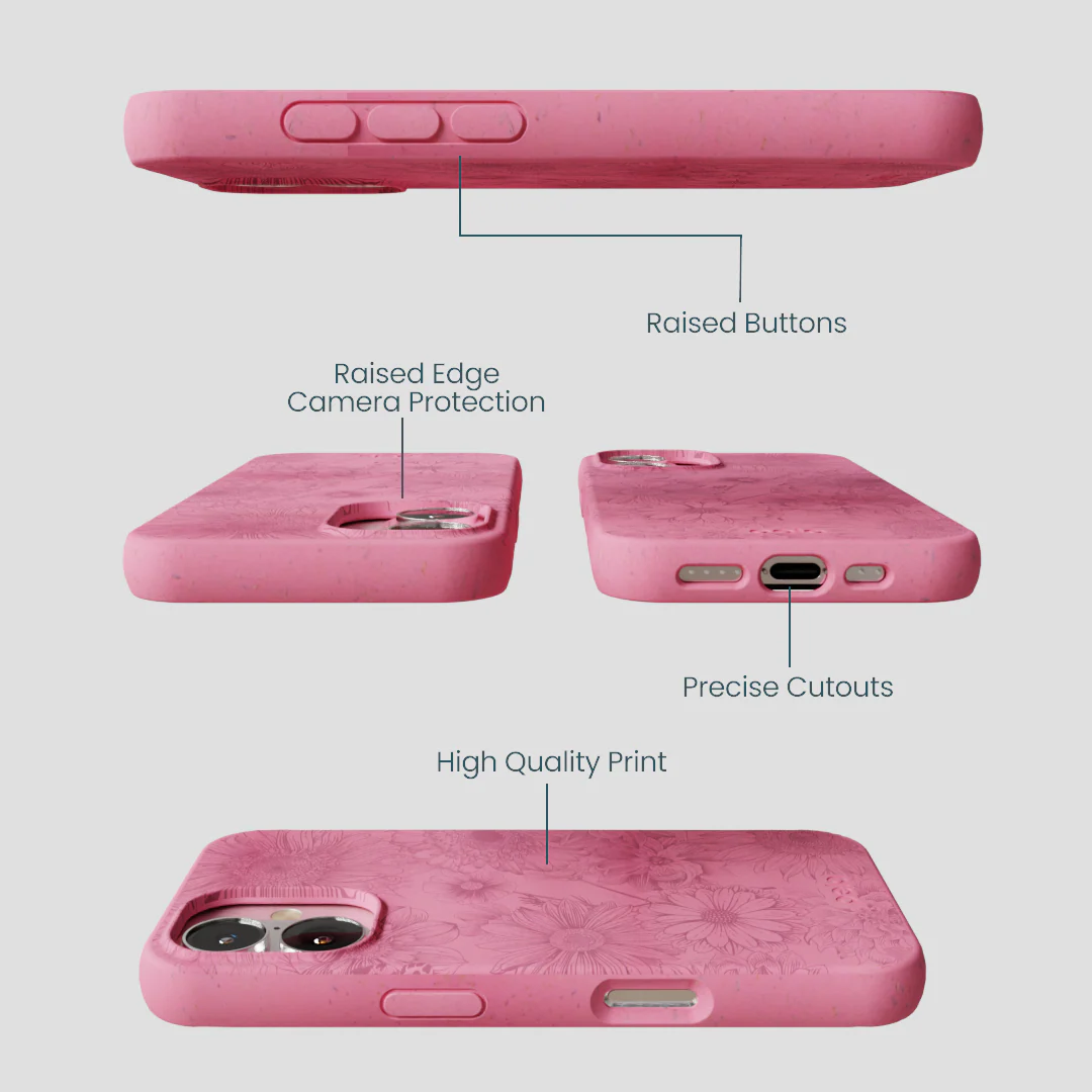 Bubblegum Pink Flora iPhone 16 Case - Image 3